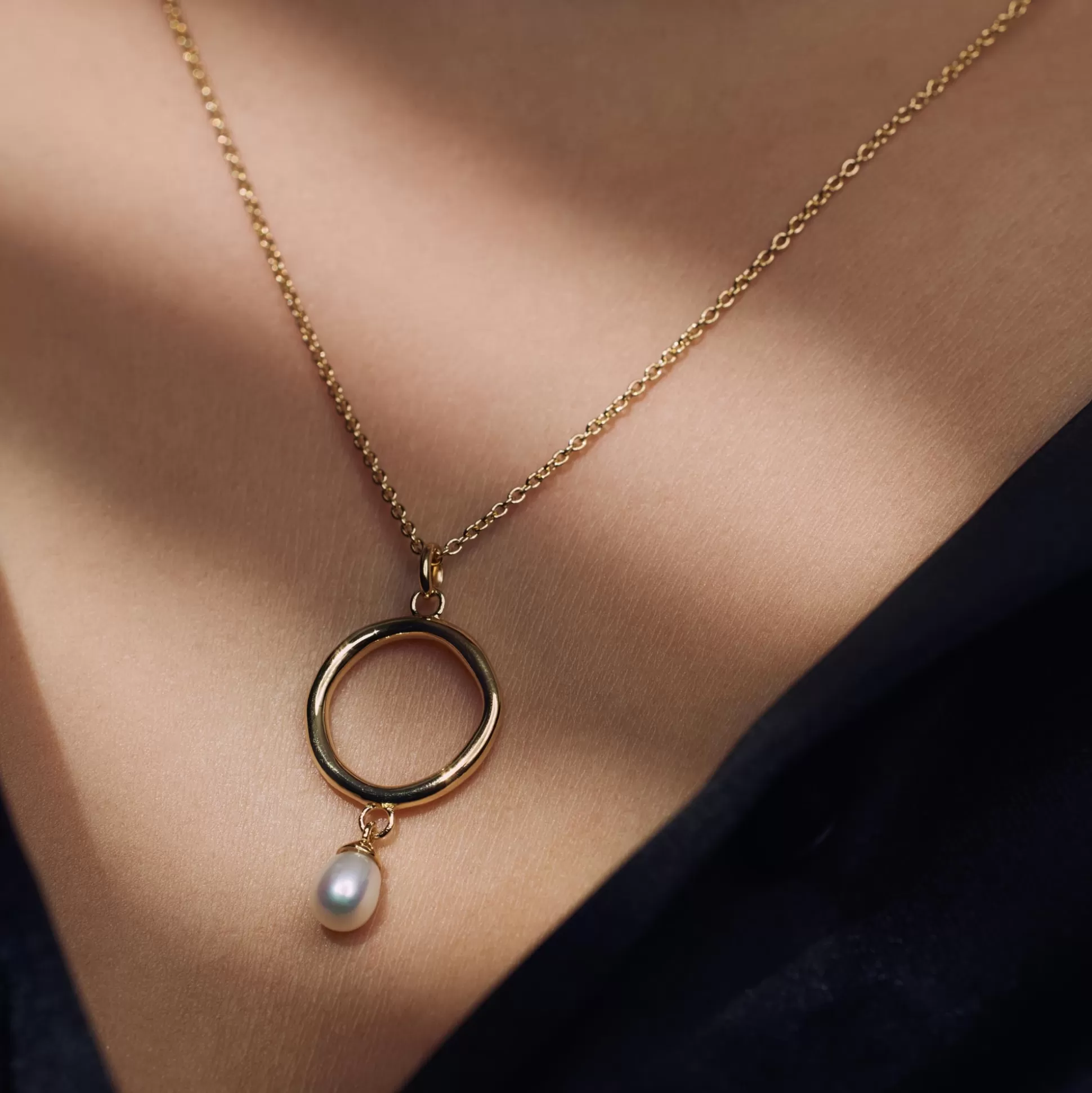 Hot Brioso Cortona Ambra Collana In Argento Sterling 925 Placcata Oro Con Perla D'Acqua Dolce Collane