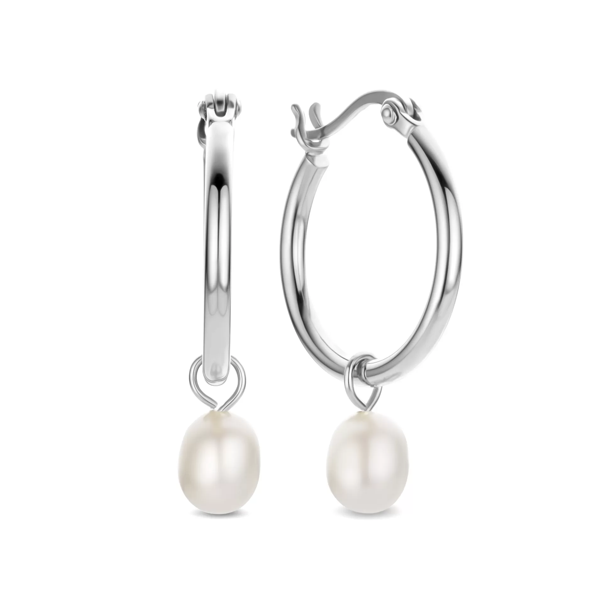 Sale Brioso Cortona Ambra Creoli In Argento Sterling 925 Con Perla D'Acqua Dolce Orecchini
