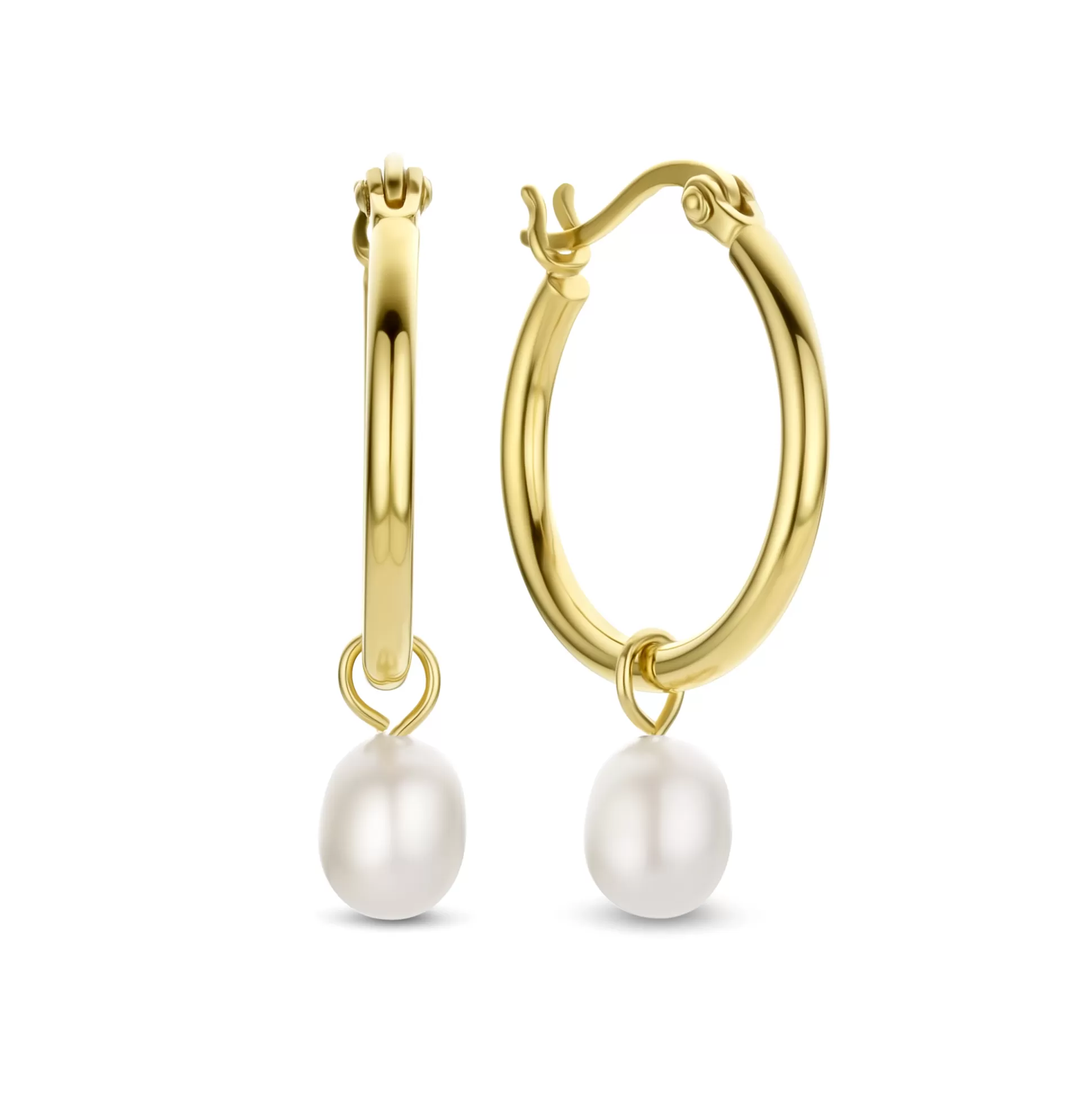 Cheap Brioso Cortona Ambra Creoli In Argento Sterling 925 Placcati Oro Con Perla D'Acqua Dolce Orecchini