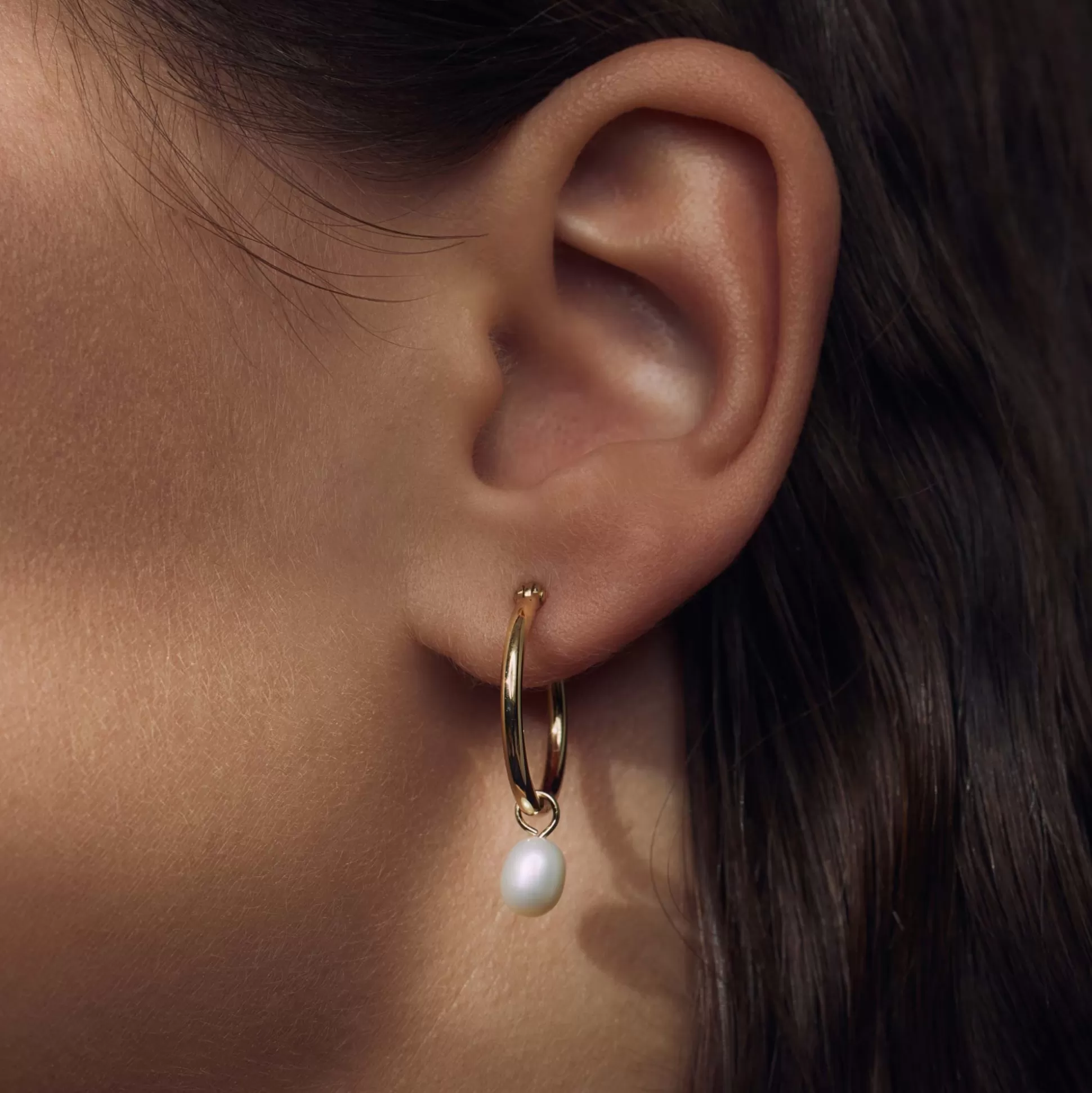 Cheap Brioso Cortona Ambra Creoli In Argento Sterling 925 Placcati Oro Con Perla D'Acqua Dolce Orecchini