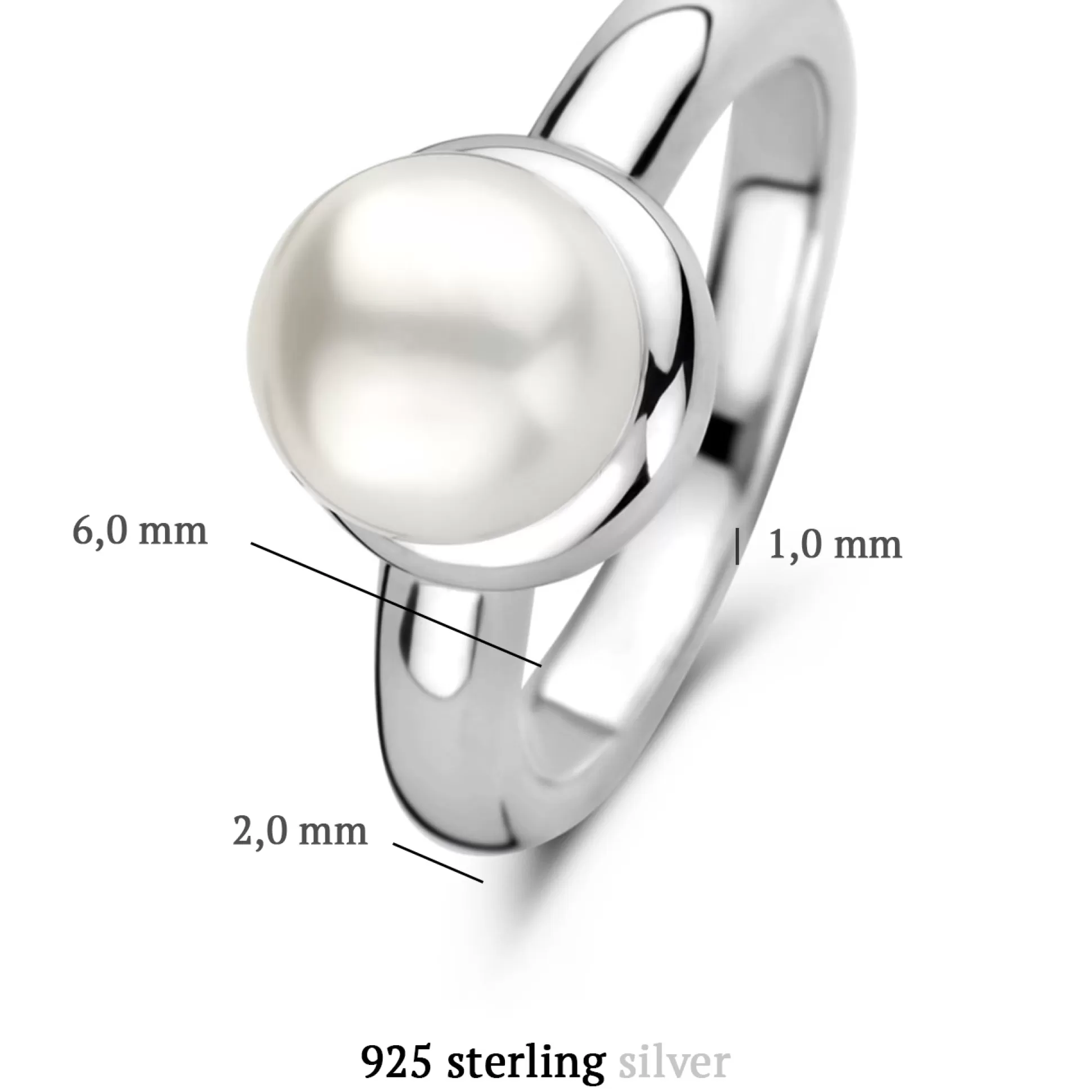 Fashion Brioso Cortona Bella Anello In Argento Sterling 925 Con Perla D'Acqua Dolce Anelli