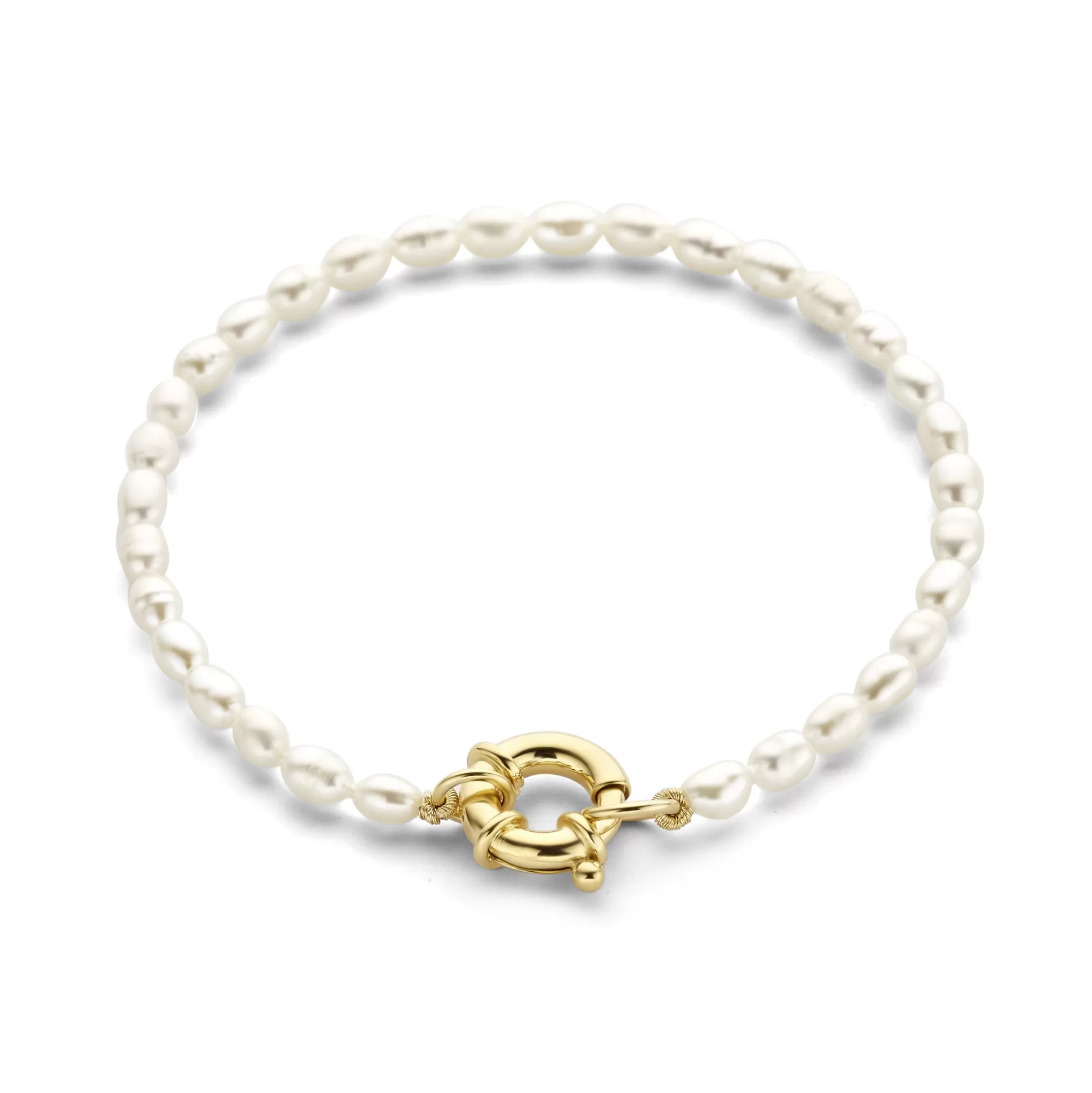 Clearance Brioso Cortona Bella Bracciale Di Perle In Argento Sterling 925 Placcato Oro Con Placcatura In Oro 14 Carati Bracciali