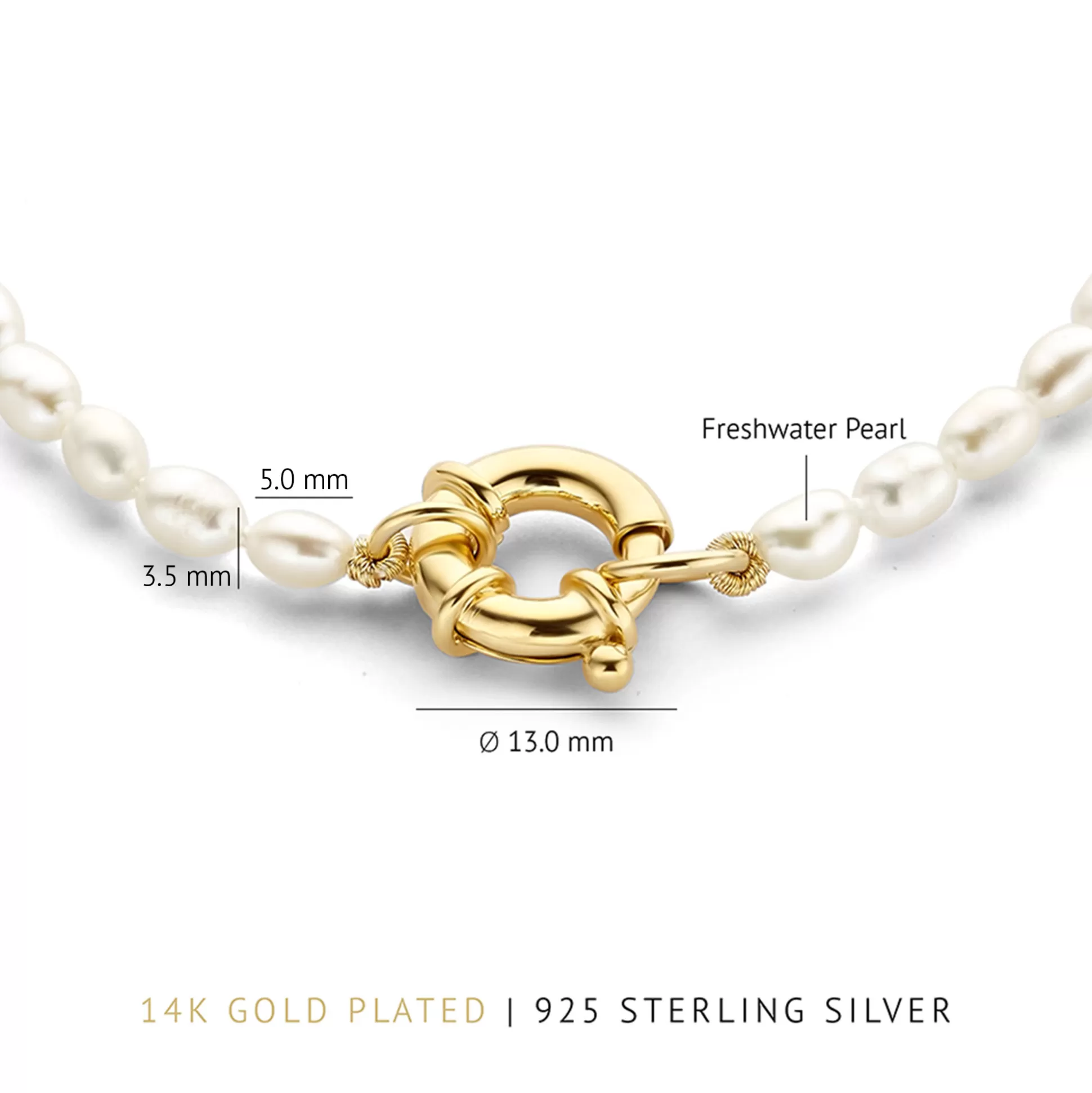Clearance Brioso Cortona Bella Bracciale Di Perle In Argento Sterling 925 Placcato Oro Con Placcatura In Oro 14 Carati Bracciali