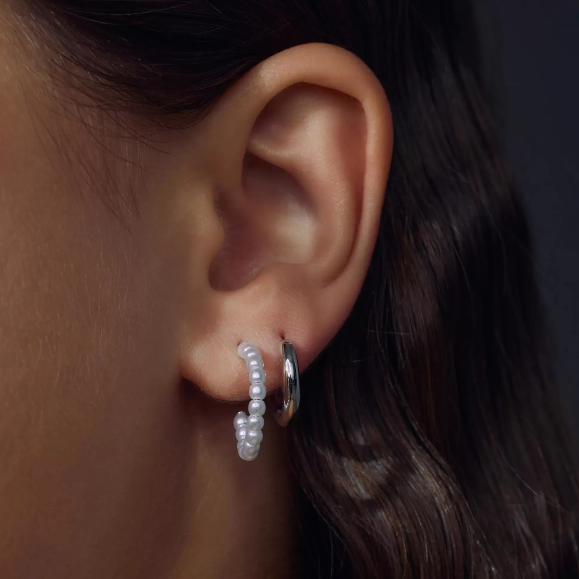 New Brioso Cortona Bella Creoli In Argento Sterling 925 Con Perle D'Acqua Dolce Orecchini