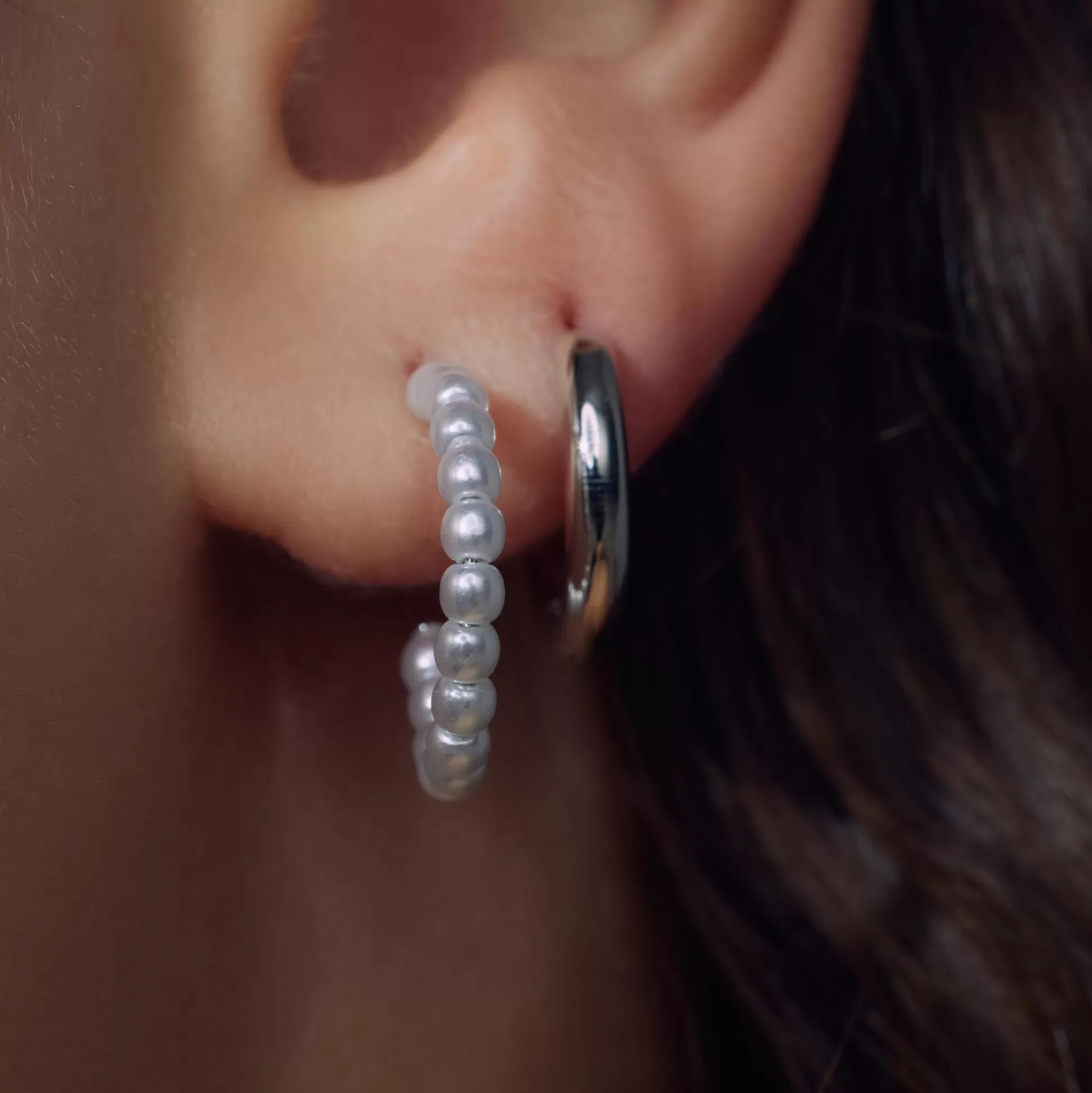 New Brioso Cortona Bella Creoli In Argento Sterling 925 Con Perle D'Acqua Dolce Orecchini