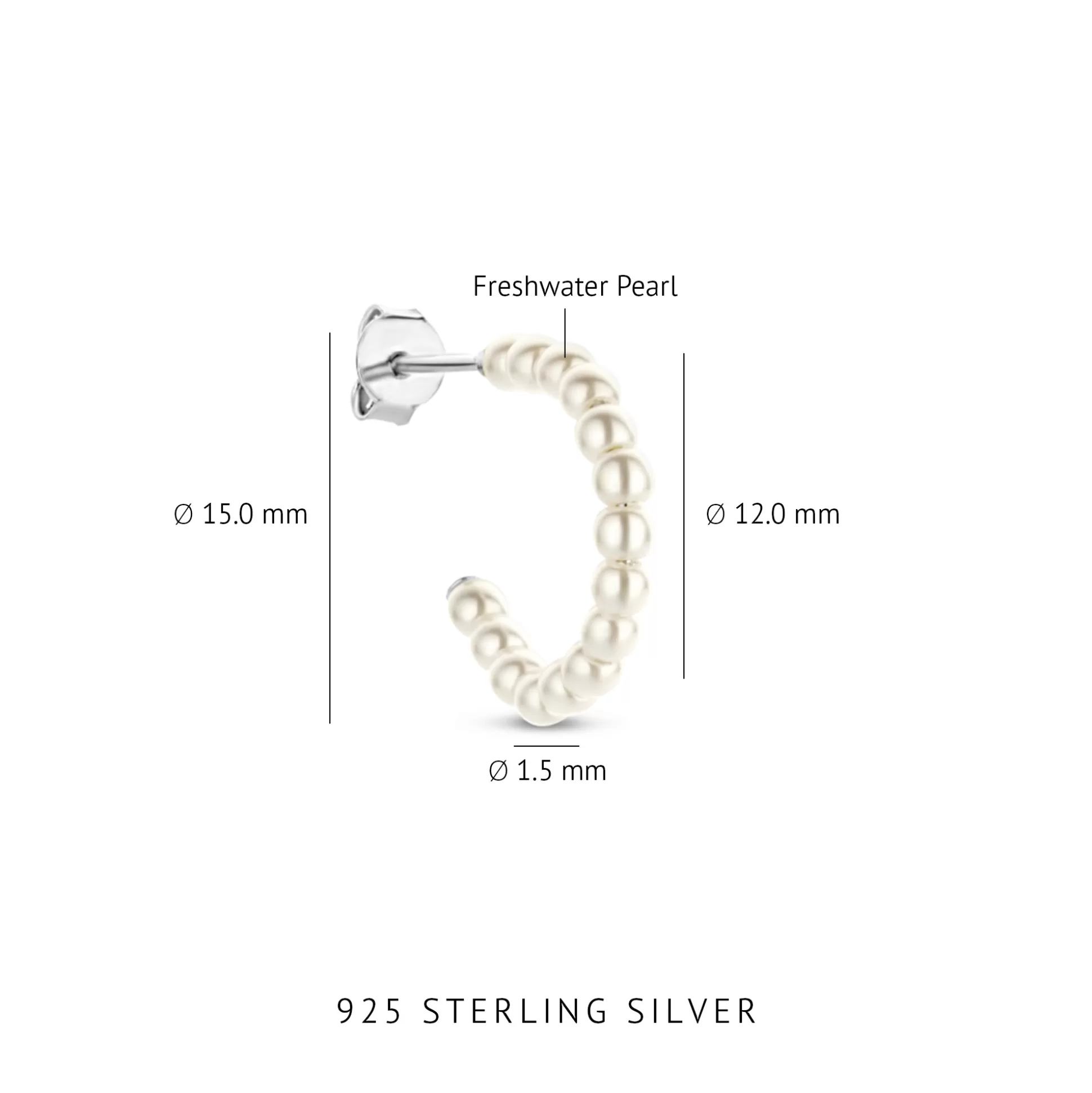 New Brioso Cortona Bella Creoli In Argento Sterling 925 Con Perle D'Acqua Dolce Orecchini