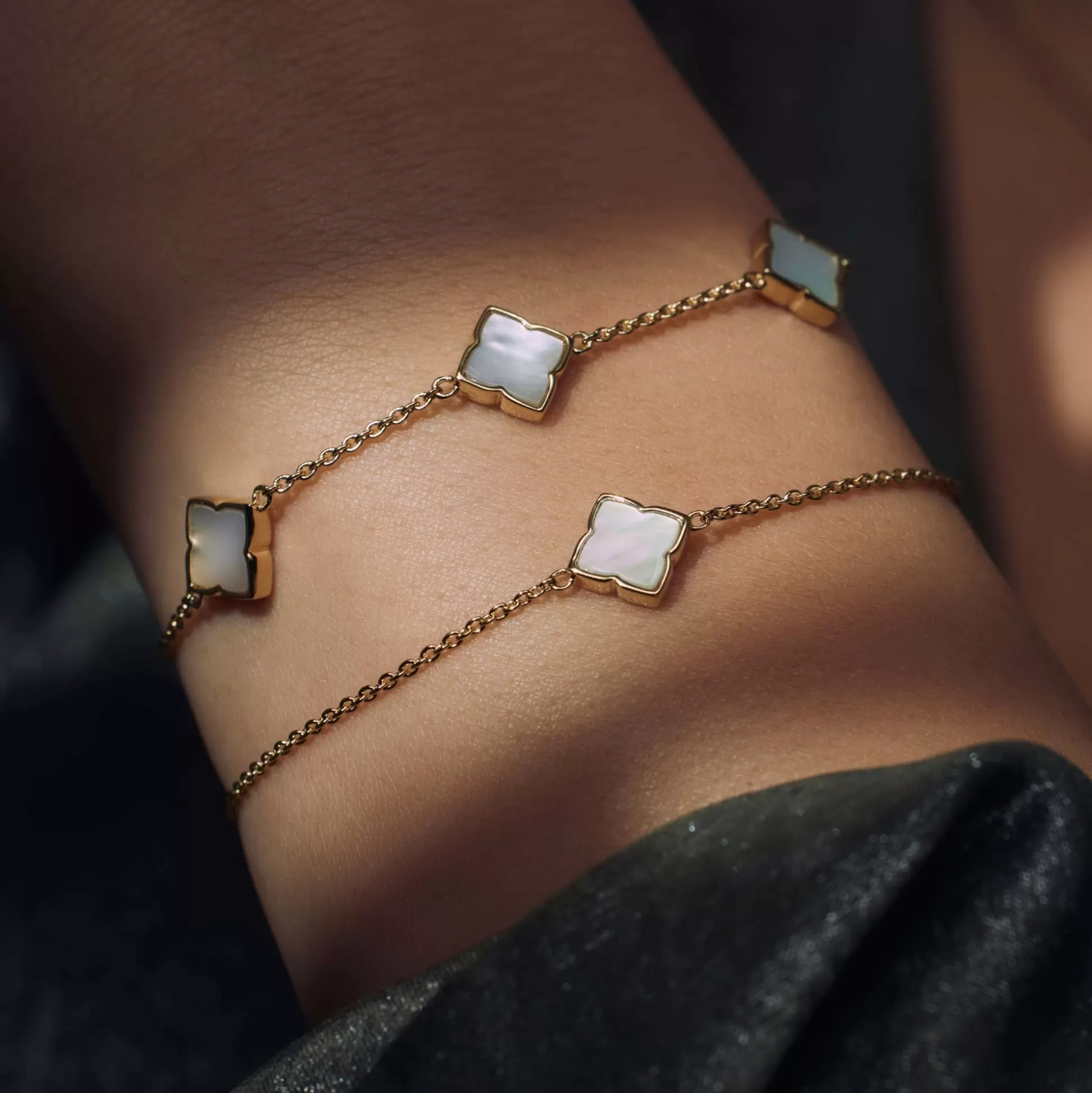 Sale Brioso Cortona Dara Bracciale In Argento Sterling 925 Placcato Oro Con Madreperla Bracciali