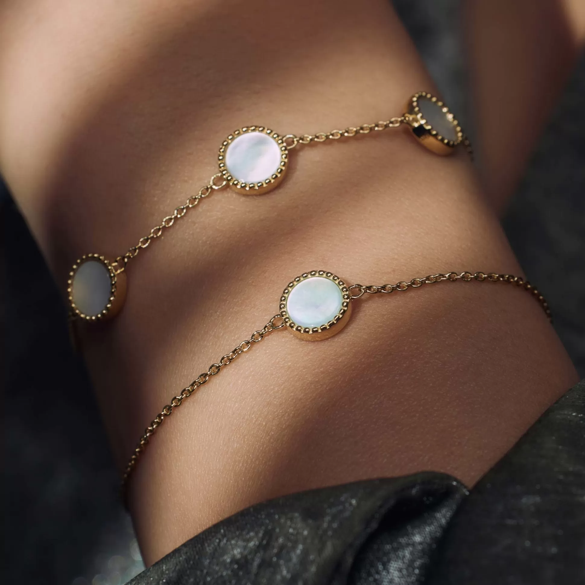 Online Brioso Cortona Dara Bracciale In Argento Sterling 925 Placcato Oro Con Madreperla Bracciali