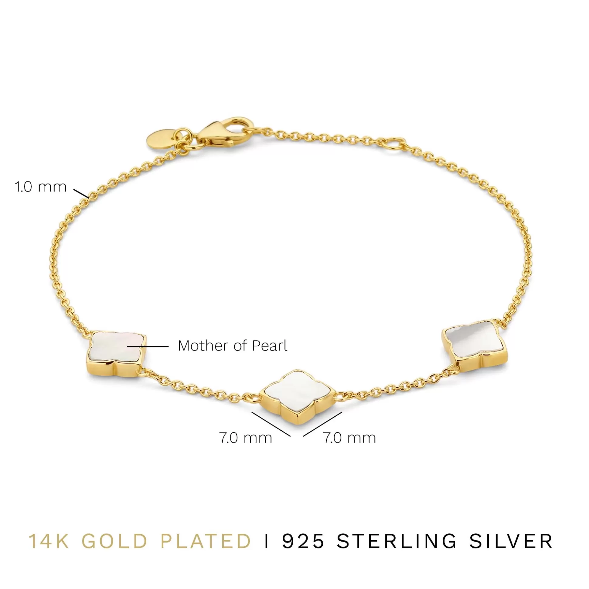 Sale Brioso Cortona Dara Bracciale In Argento Sterling 925 Placcato Oro Con Madreperla Bracciali