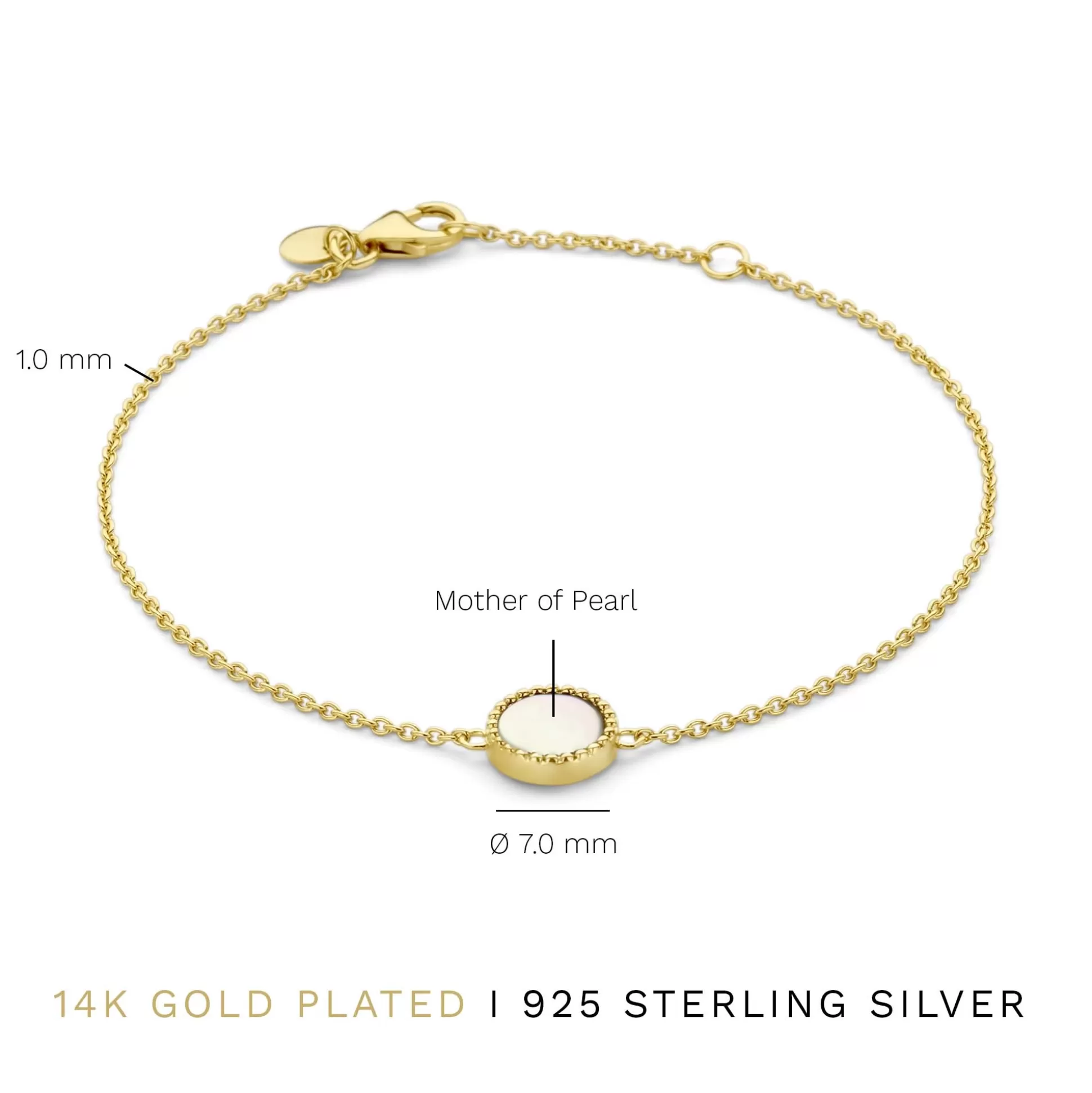 Online Brioso Cortona Dara Bracciale In Argento Sterling 925 Placcato Oro Con Madreperla Bracciali