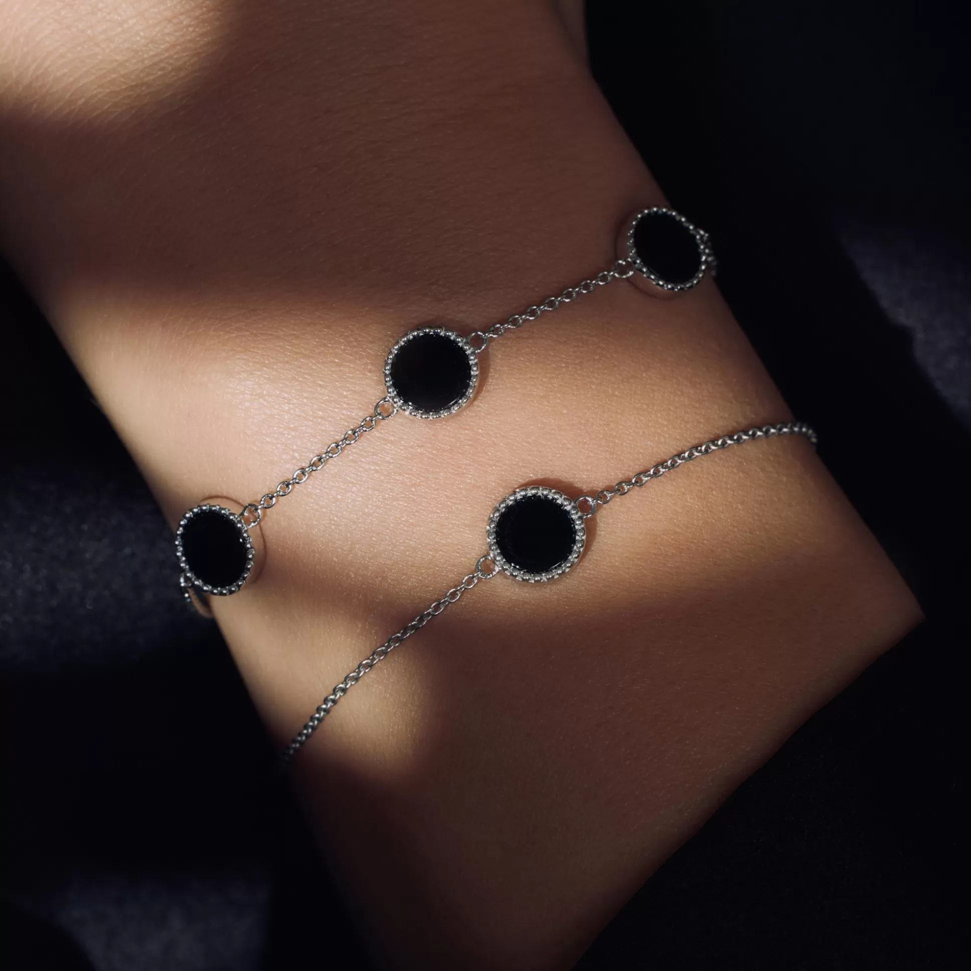 Outlet Brioso Cortona Giulia Bracciale In Argento Sterling 925 Con Onice Nero Bracciali
