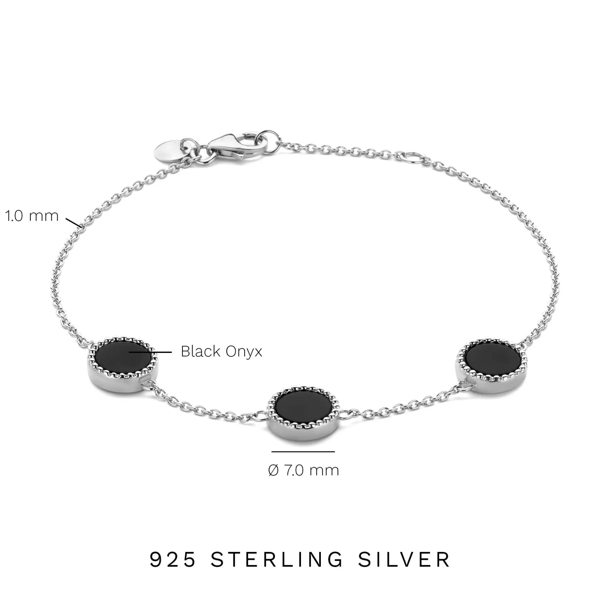 Outlet Brioso Cortona Giulia Bracciale In Argento Sterling 925 Con Onice Nero Bracciali