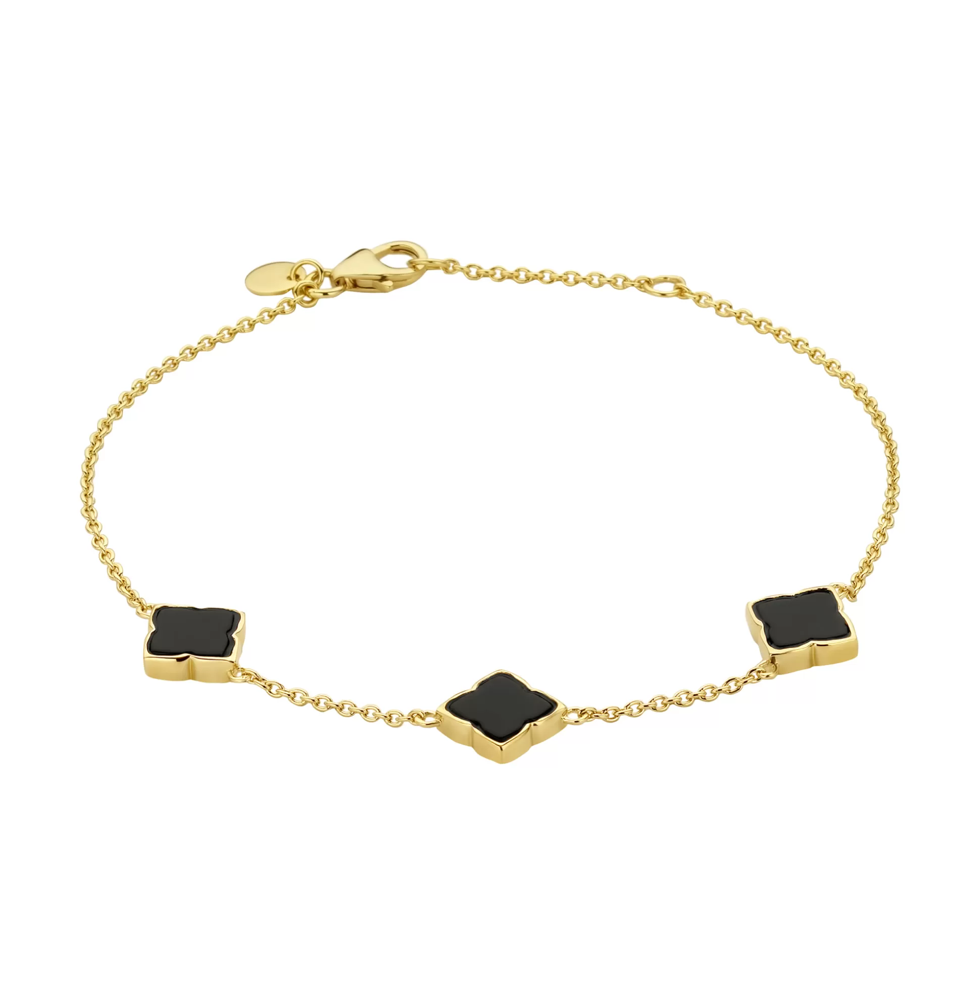 Hot Brioso Cortona Giulia Bracciale In Argento Sterling 925 Placcato Oro Con Onice Nero Bracciali
