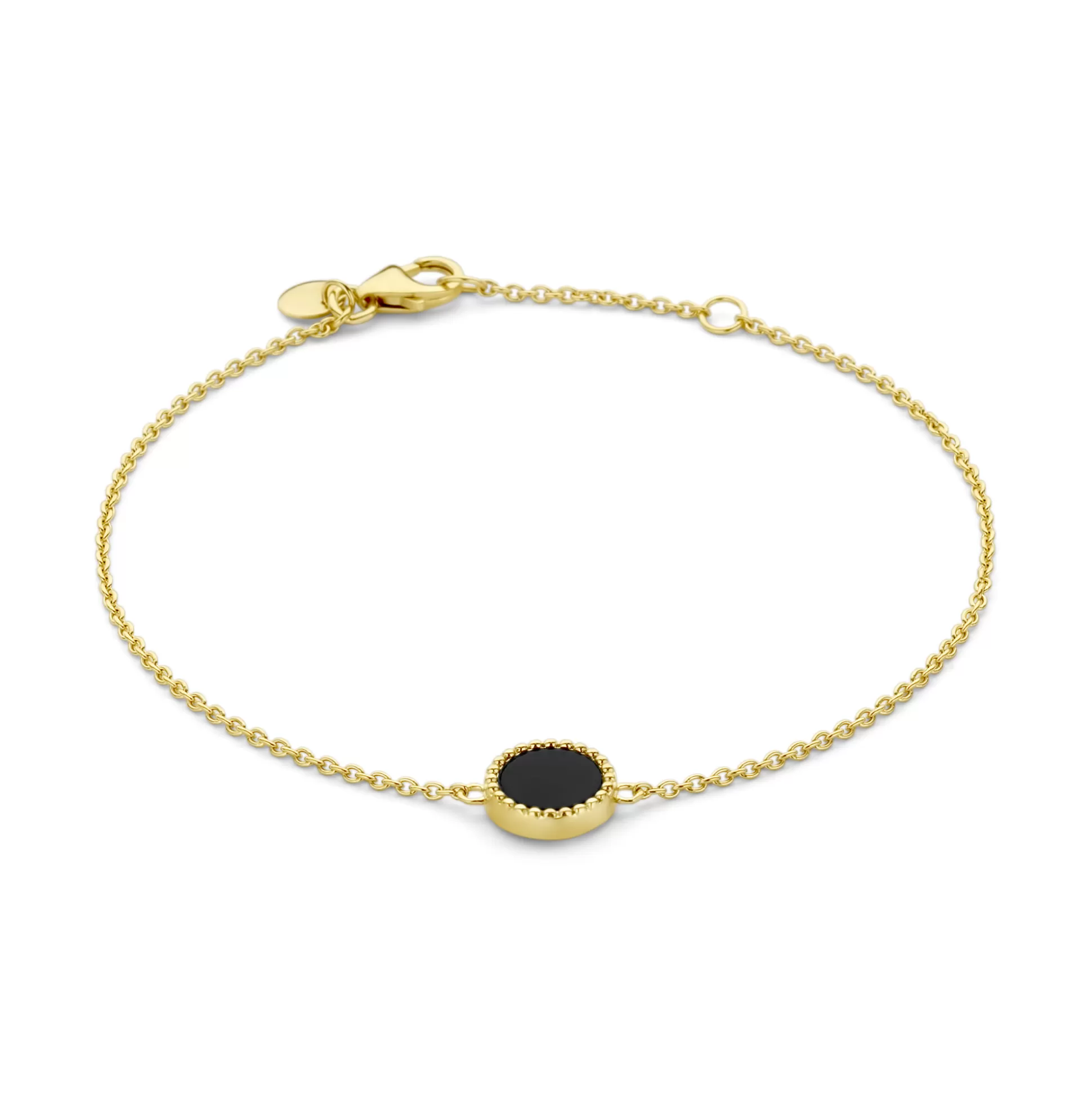 New Brioso Cortona Giulia Bracciale In Argento Sterling 925 Placcato Oro Con Onice Nero Bracciali