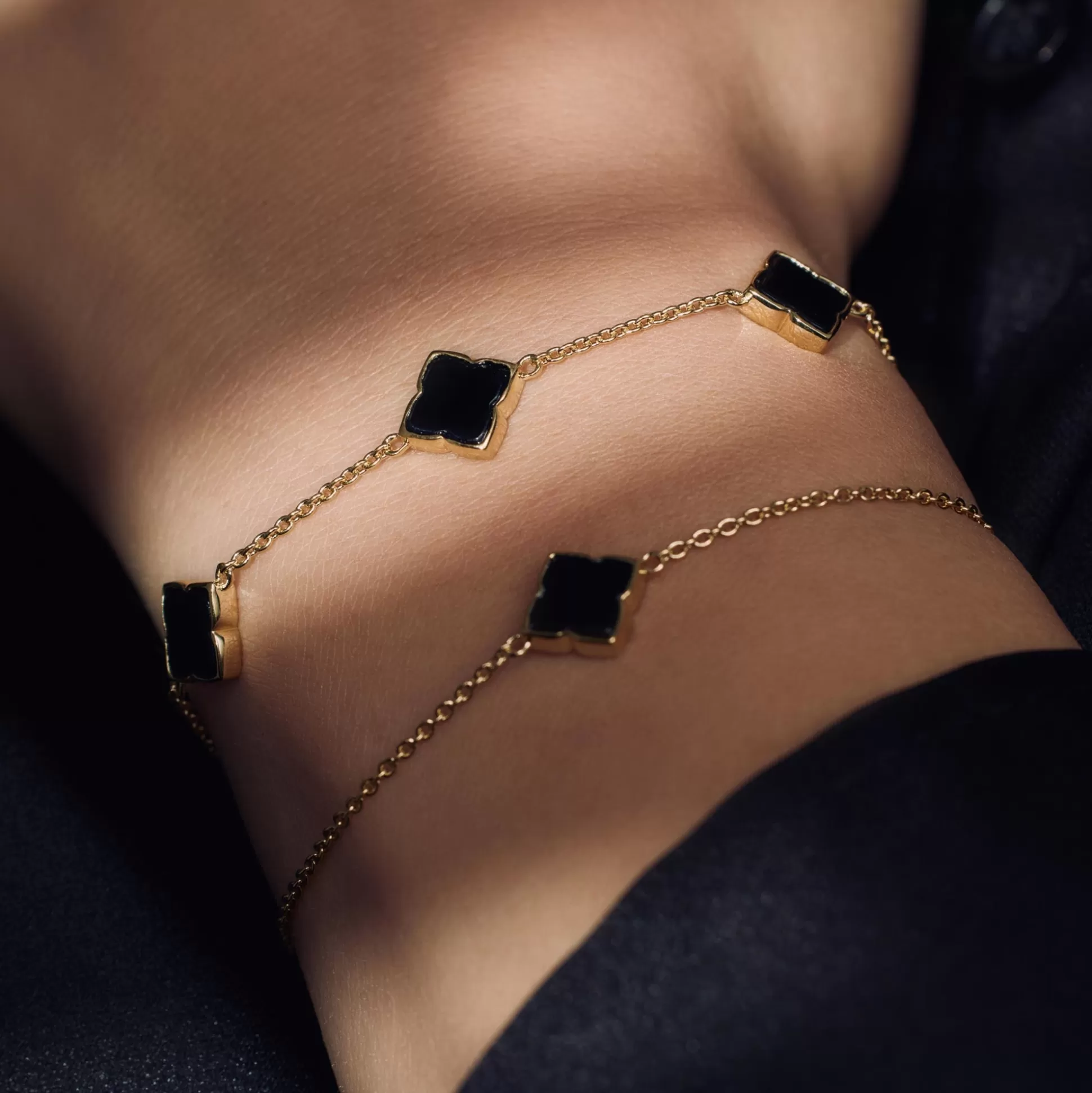 Hot Brioso Cortona Giulia Bracciale In Argento Sterling 925 Placcato Oro Con Onice Nero Bracciali
