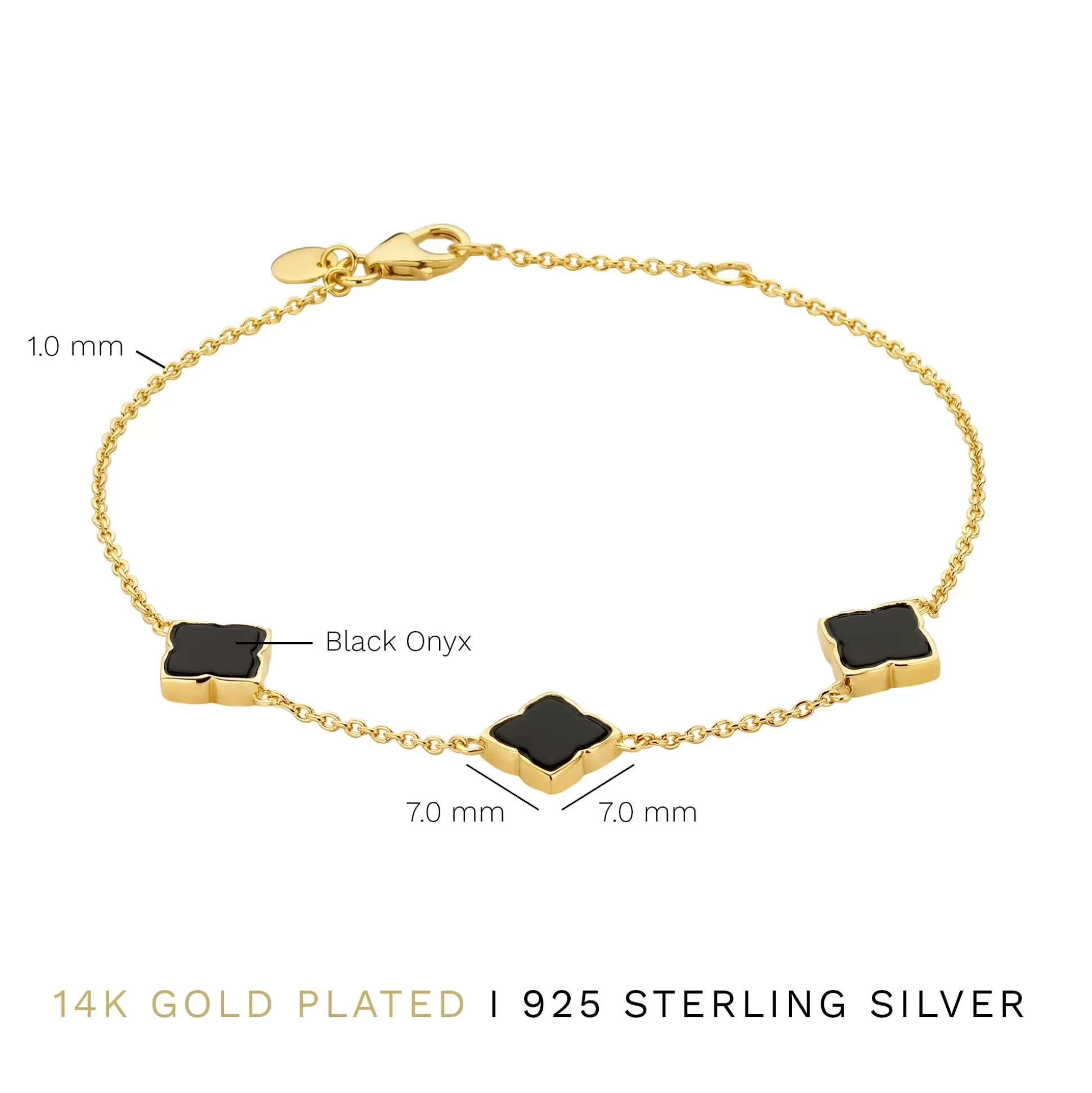 Hot Brioso Cortona Giulia Bracciale In Argento Sterling 925 Placcato Oro Con Onice Nero Bracciali