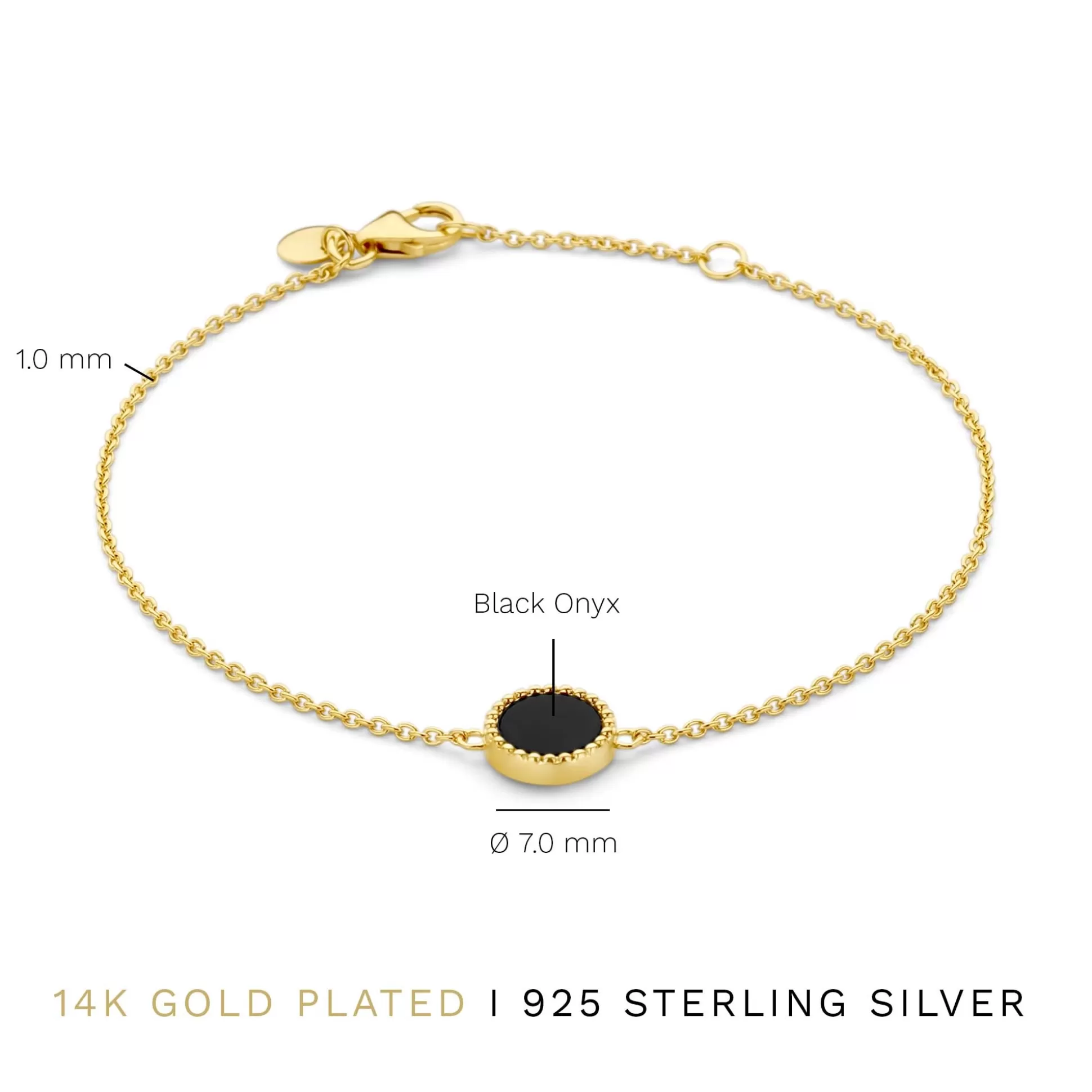 New Brioso Cortona Giulia Bracciale In Argento Sterling 925 Placcato Oro Con Onice Nero Bracciali
