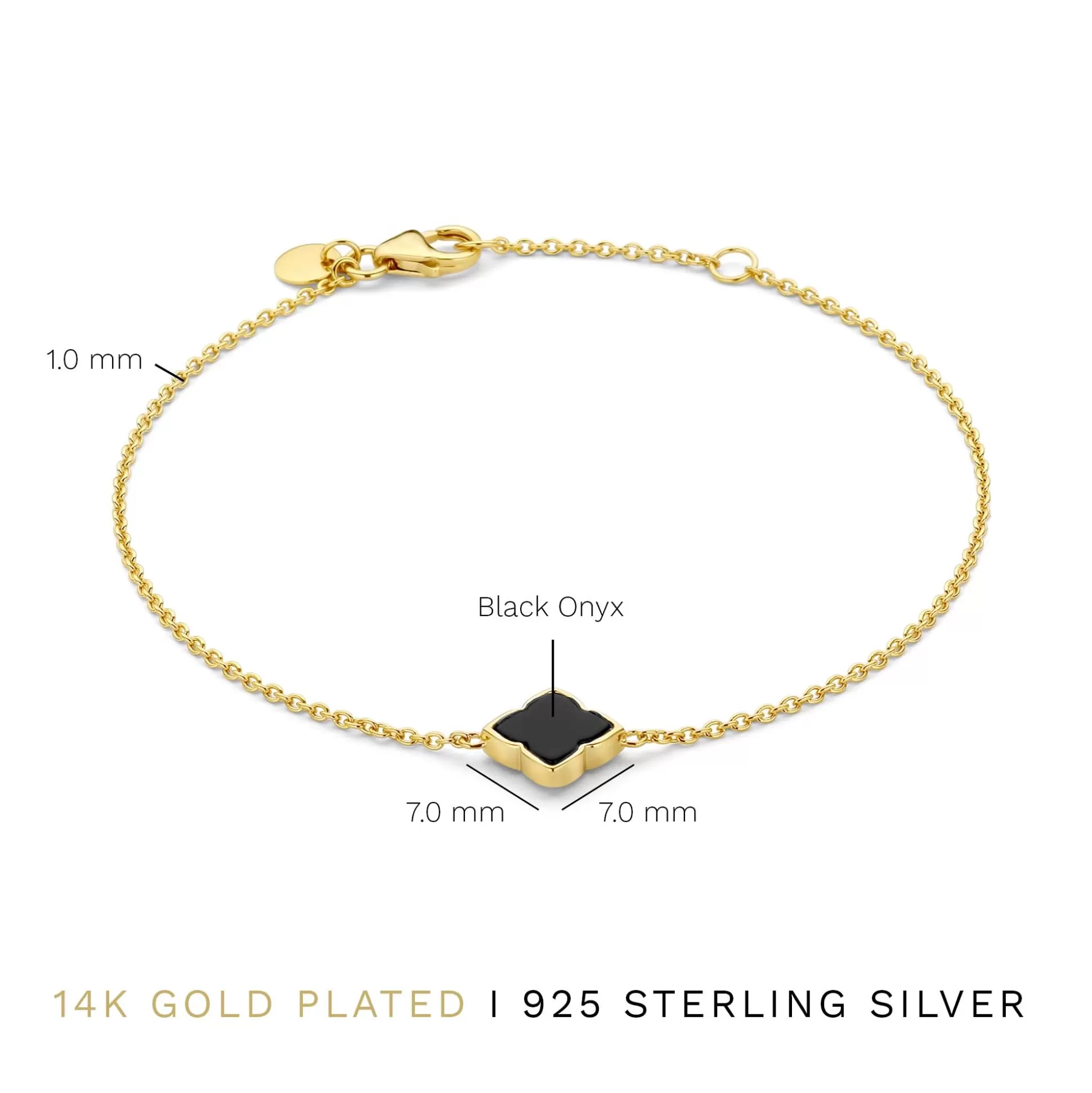 Cheap Brioso Cortona Giulia Bracciale In Argento Sterling 925 Placcato Oro Con Onice Nero Bracciali