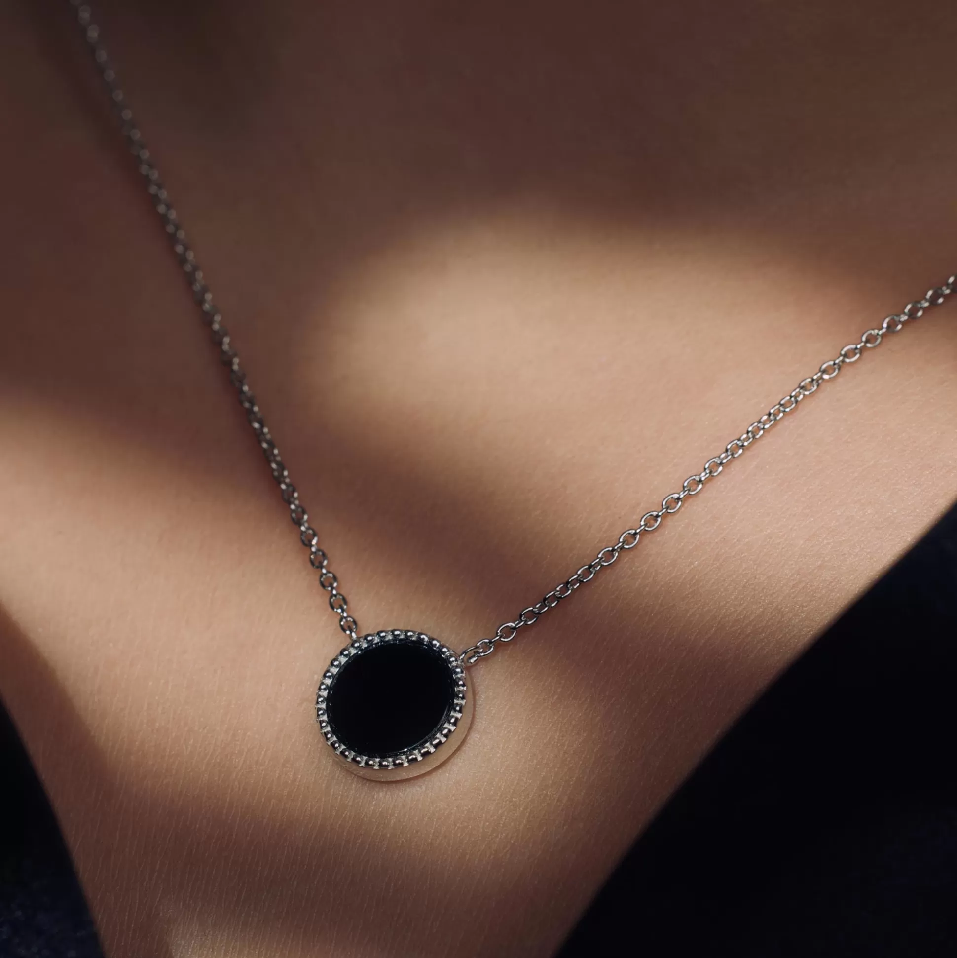 Clearance Brioso Cortona Giulia Collana In Argento Sterling 925 Con Onice Nero Collane