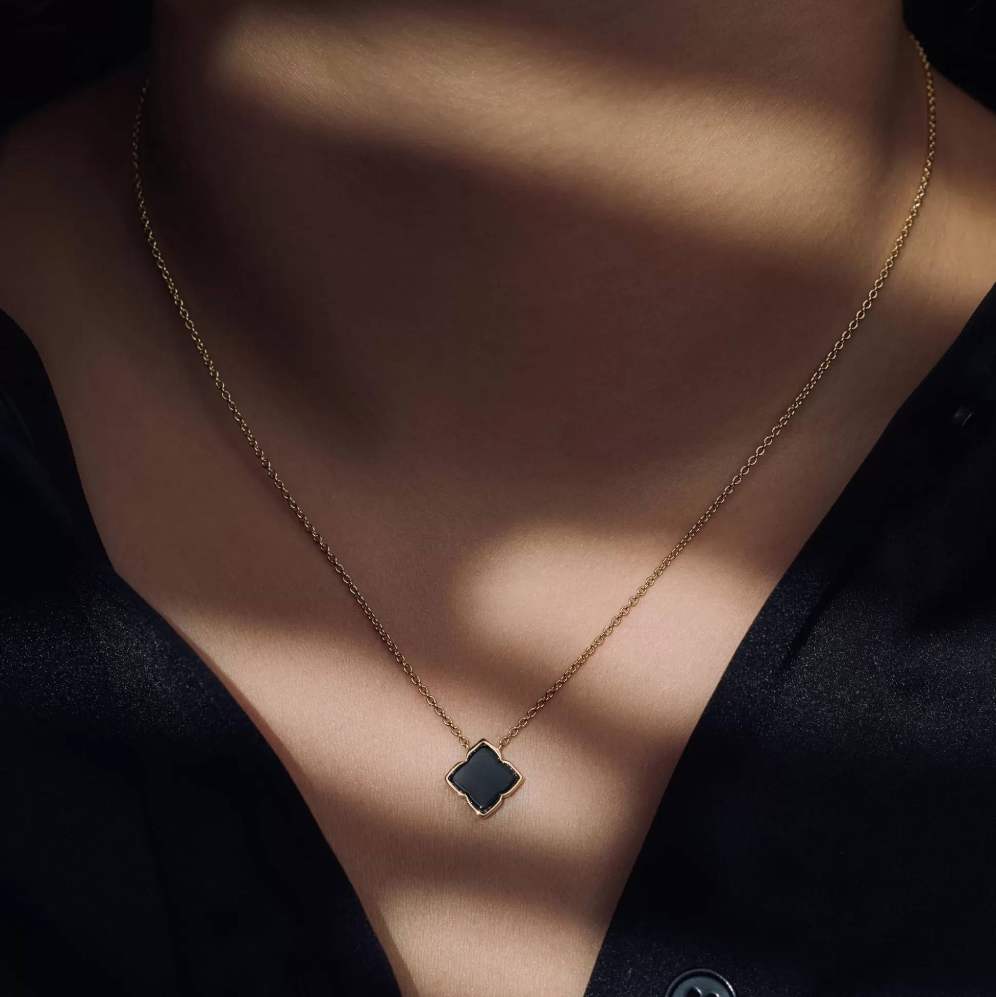 Hot Brioso Cortona Giulia Collana In Argento Sterling 925 Placcata Oro Con Onice Nero Collane