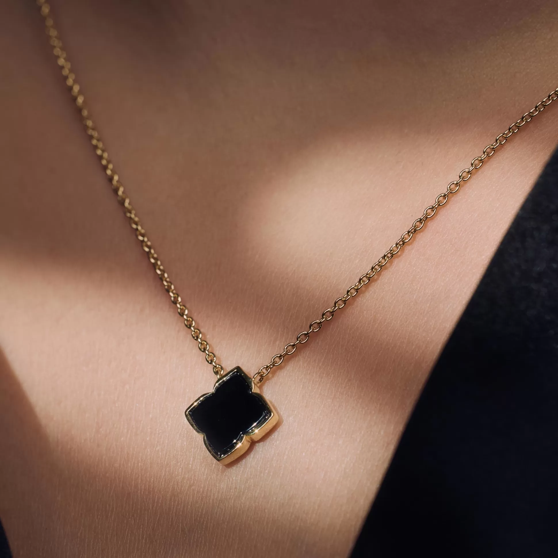 Hot Brioso Cortona Giulia Collana In Argento Sterling 925 Placcata Oro Con Onice Nero Collane