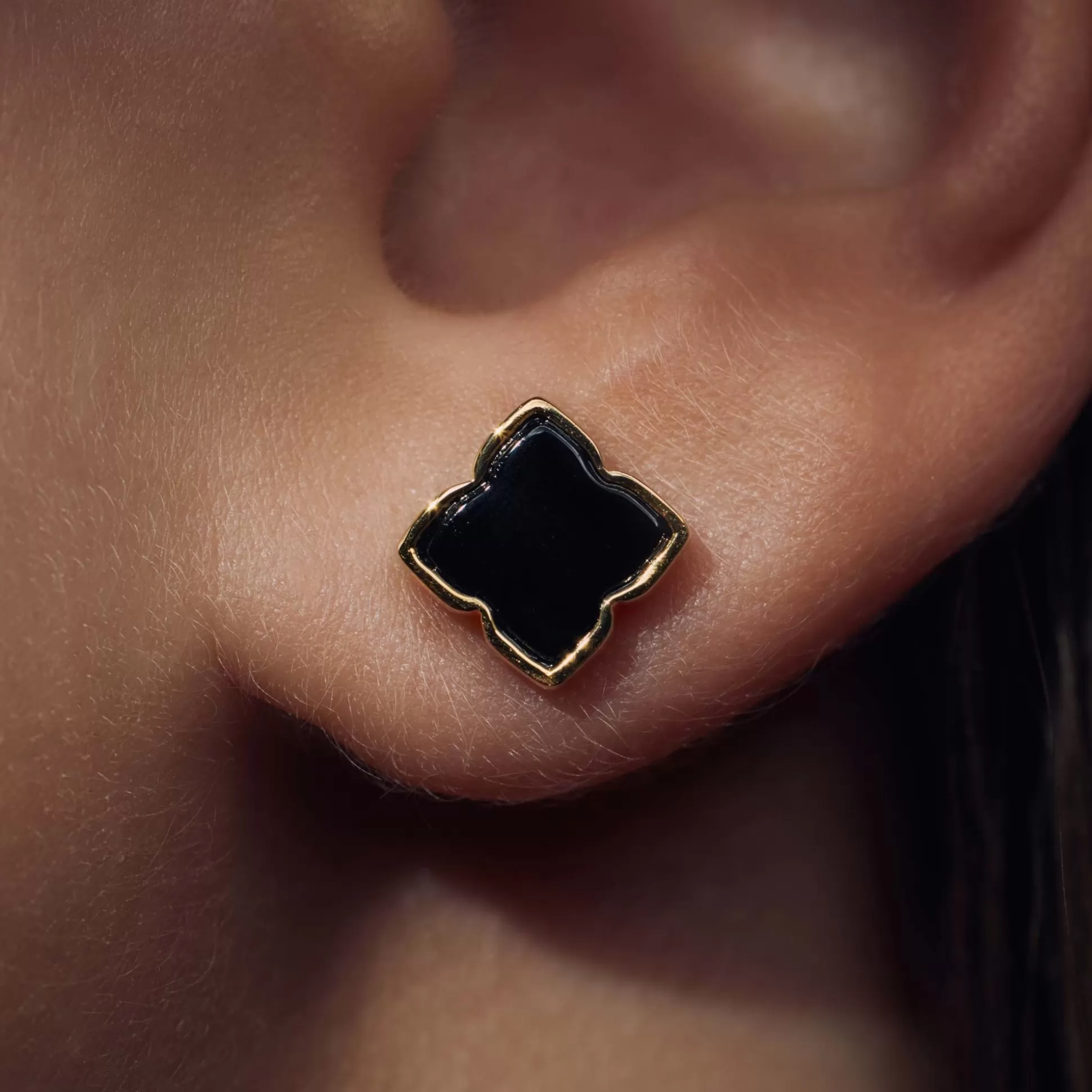 Discount Brioso Cortona Giulia Orecchini A Bottone In Argento Sterling 925 Placcati Oro Con Onice Nero Orecchini A Bottone