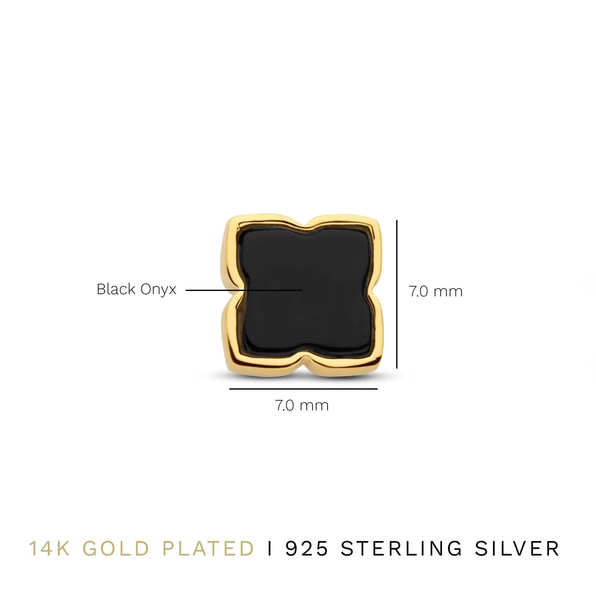 Discount Brioso Cortona Giulia Orecchini A Bottone In Argento Sterling 925 Placcati Oro Con Onice Nero Orecchini A Bottone