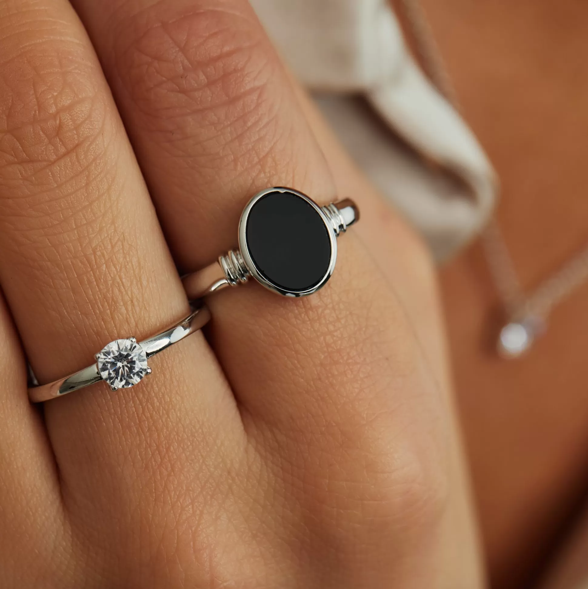 Discount Brioso Cortona Margaretha Anello In Argento Sterling 925 Con Onice Nero Anelli