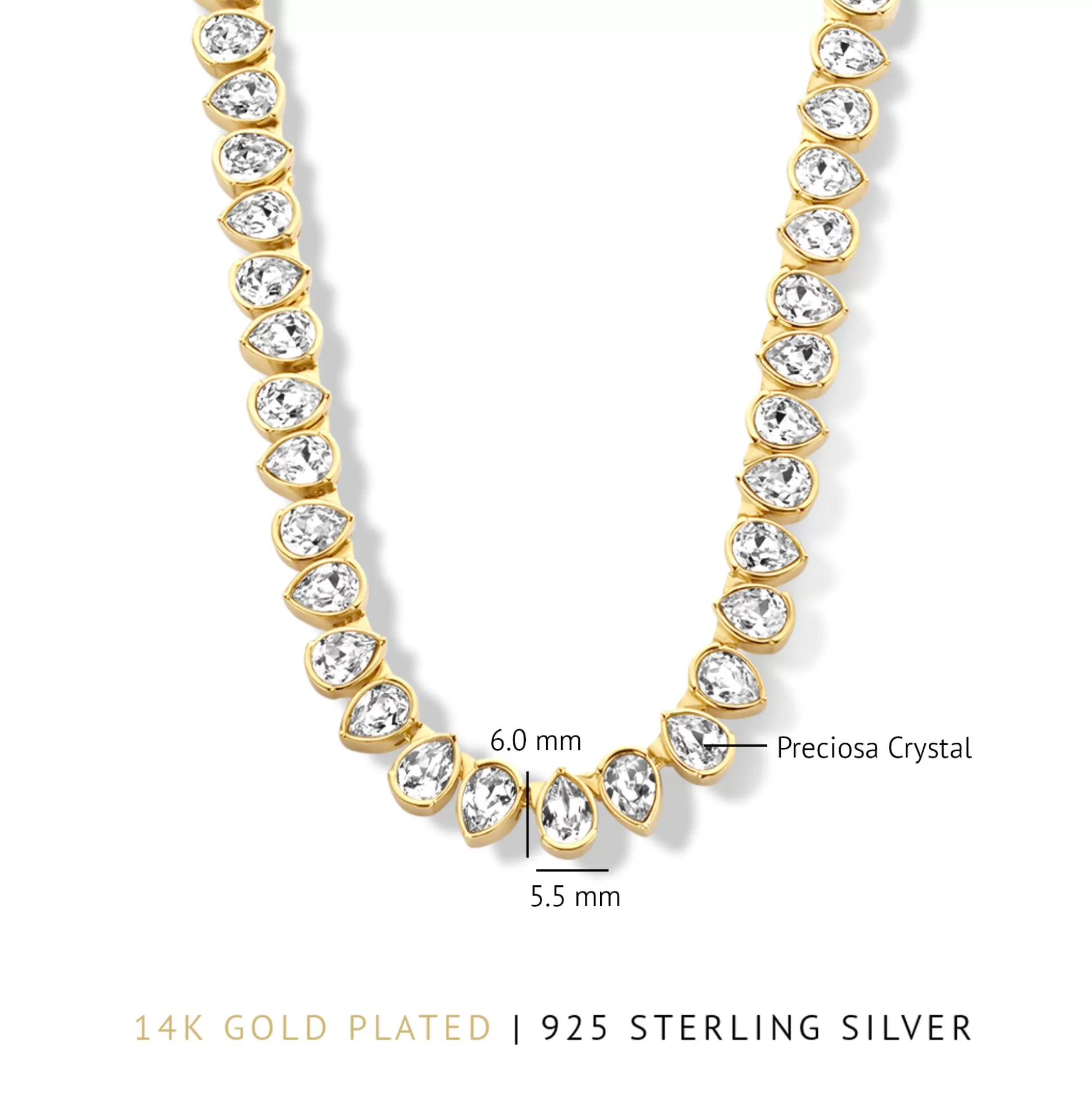 Clearance Cento Luci Natale Collana In Argento Sterling 925 Placcate Oro Con Cristallo Prezioso Collane