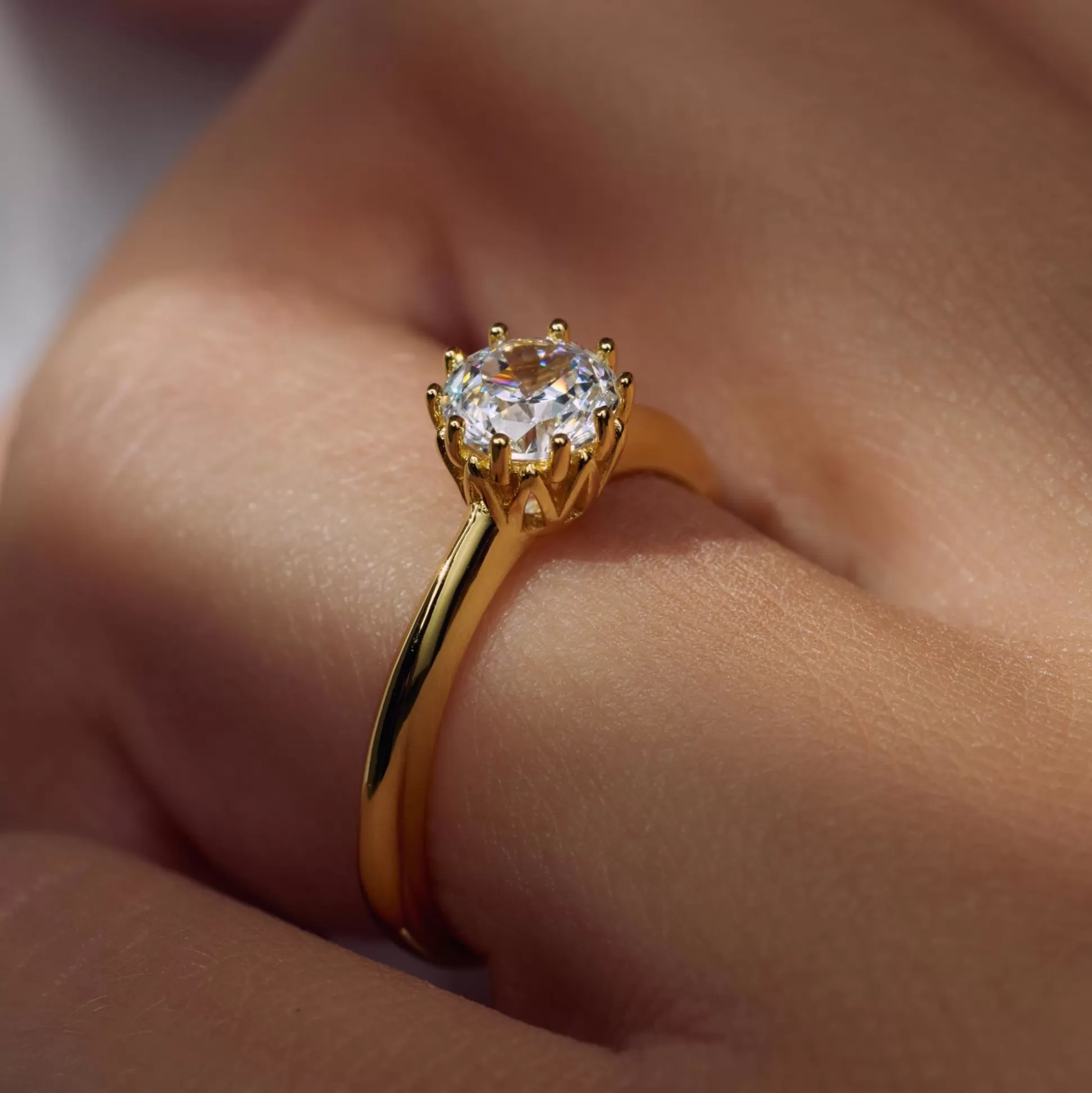 Store Cento Luci Rosia Anello In Argento Sterling 925 Placcato Oro Con Pietra Zircone Anelli