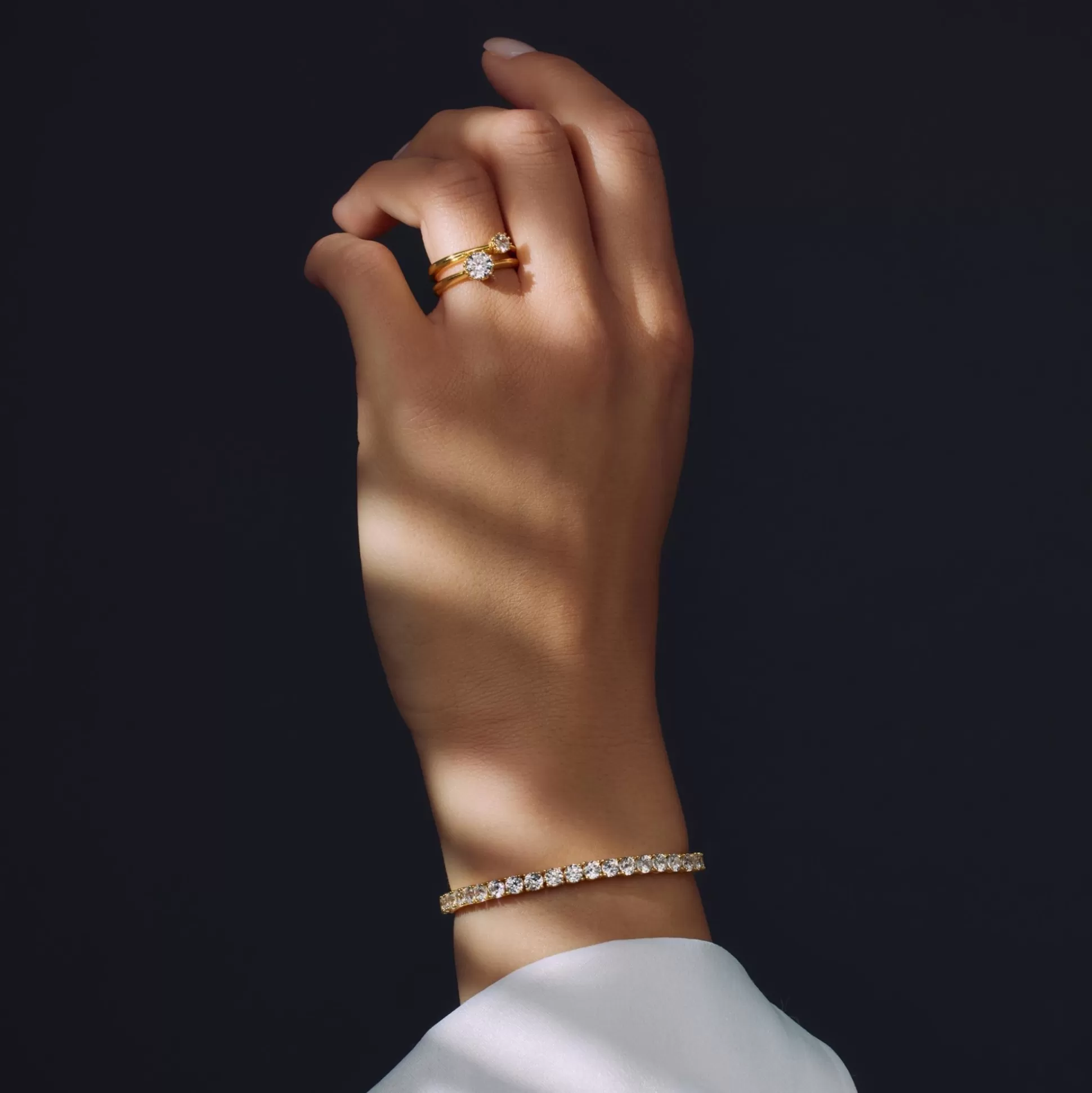 Store Cento Luci Rosia Anello In Argento Sterling 925 Placcato Oro Con Pietra Zircone Anelli