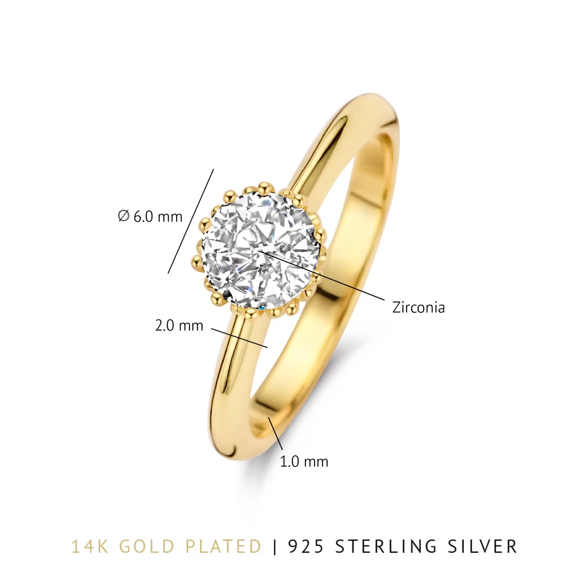 Store Cento Luci Rosia Anello In Argento Sterling 925 Placcato Oro Con Pietra Zircone Anelli