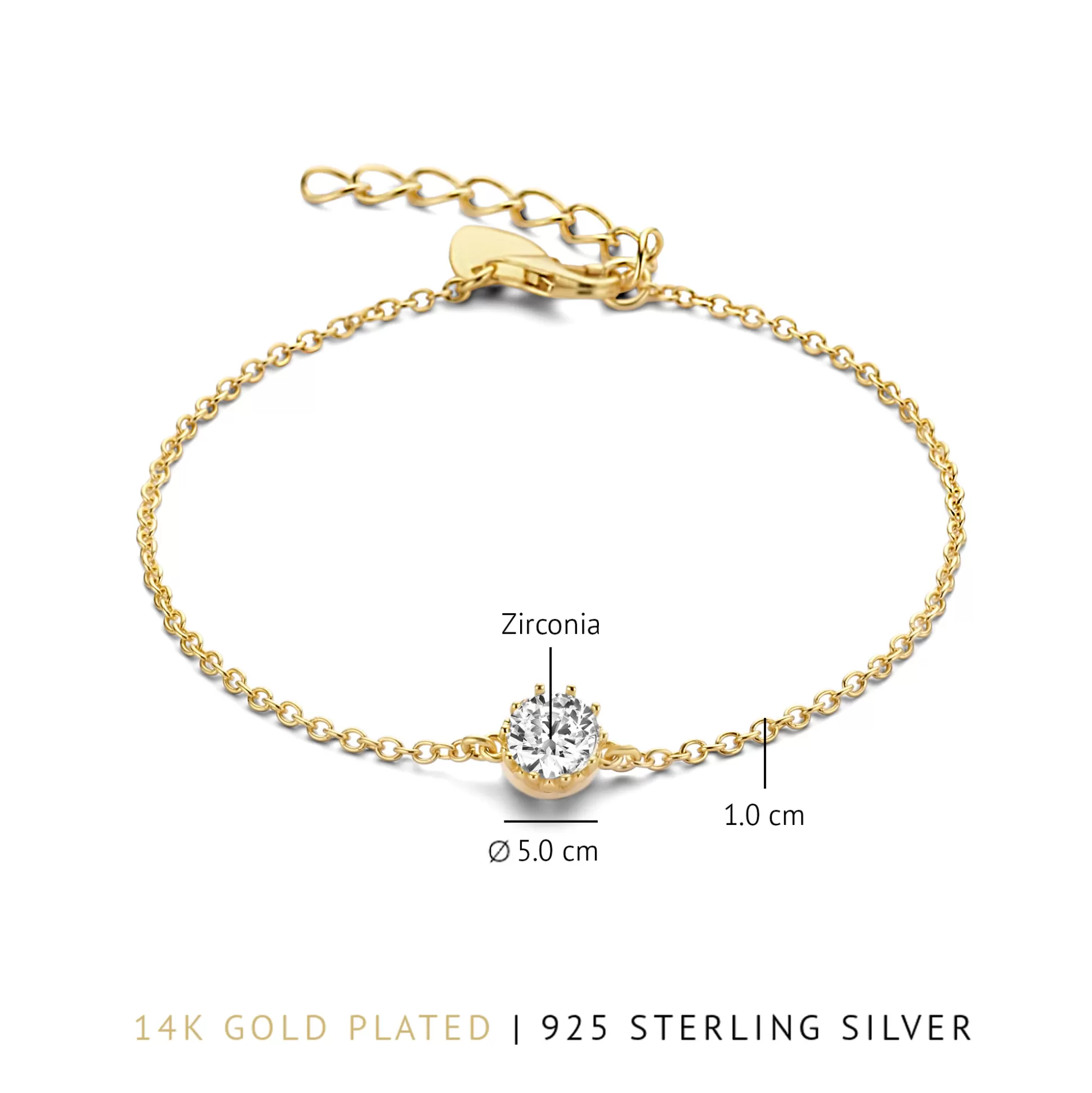 Flash Sale Cento Luci Rosia Bracciale In Argento Sterling 925 Placcato Oro Con Pietra Zircone Bracciali