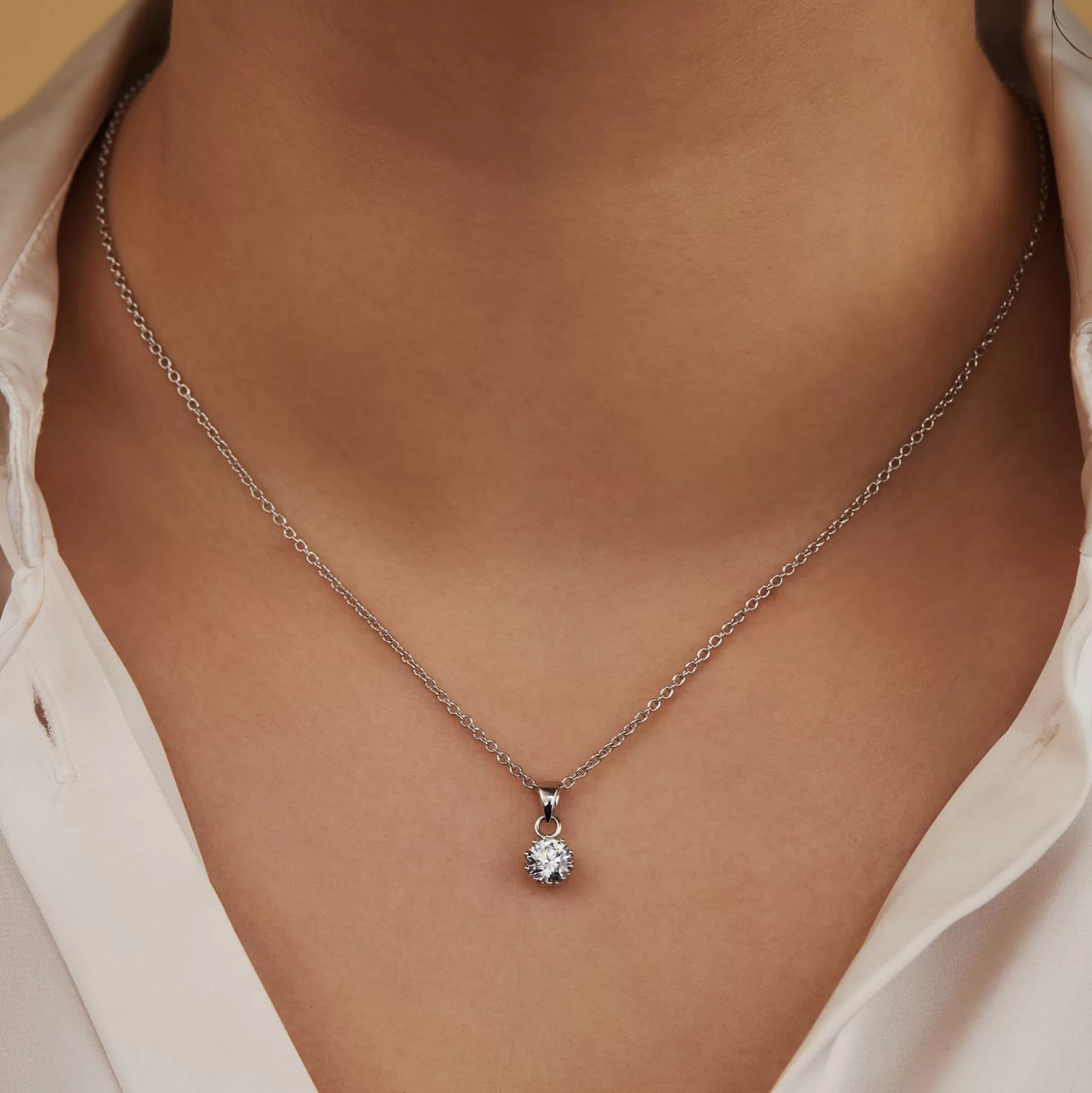Flash Sale Cento Luci Rosia Collana In Argento Sterling 925 Con Pietra Zircone Collane