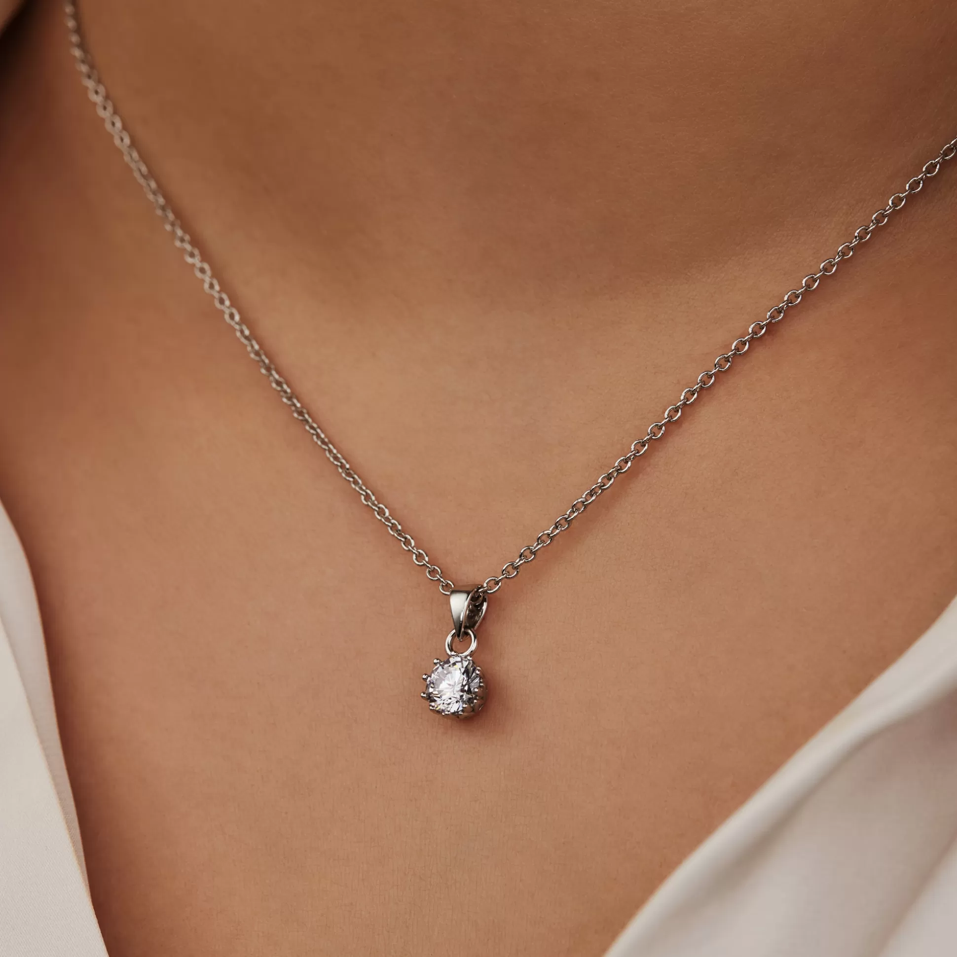 Flash Sale Cento Luci Rosia Collana In Argento Sterling 925 Con Pietra Zircone Collane