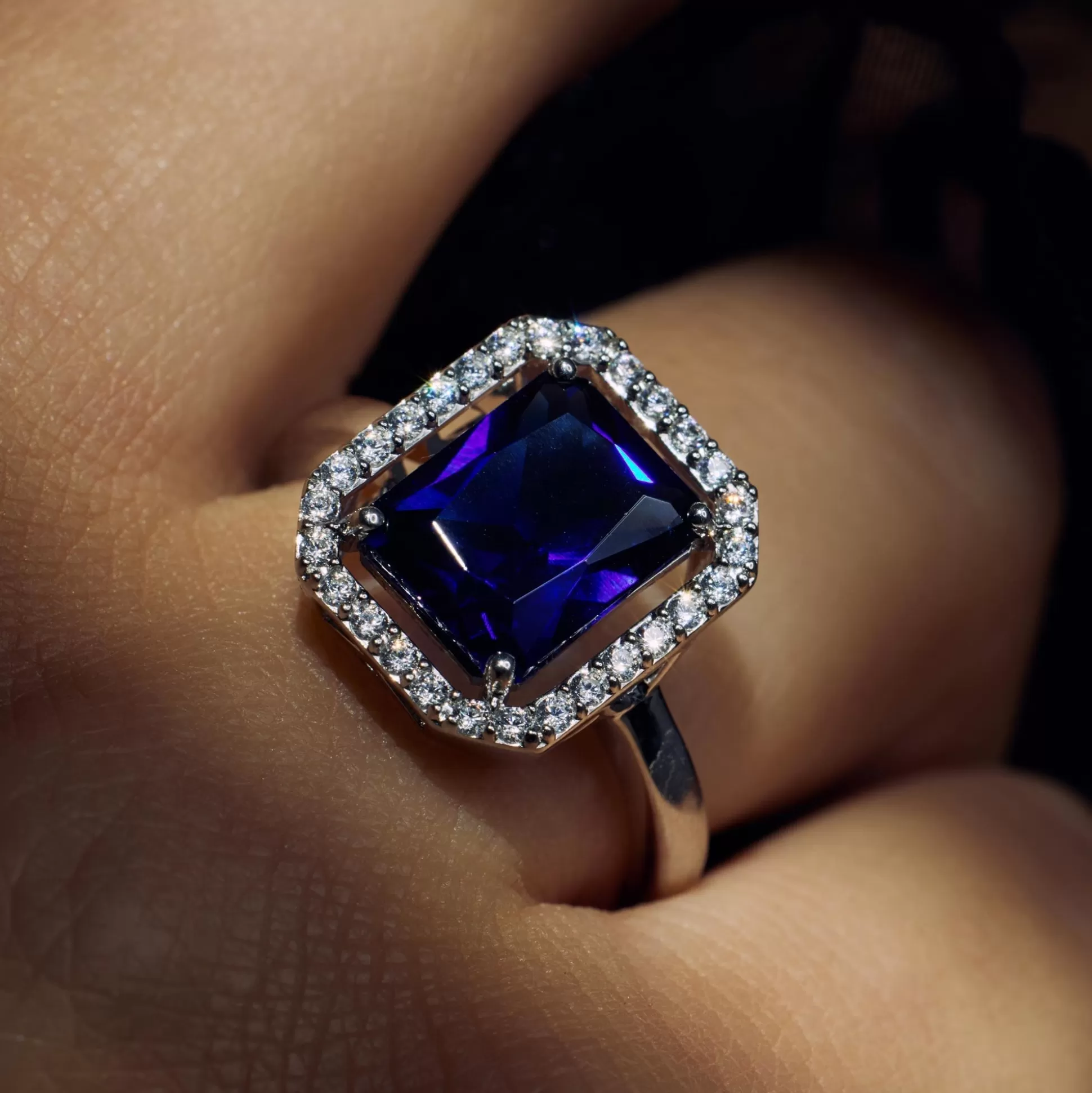 Sale Mia Colore Azure Anello In Argento Sterling 925 Con Pietra Zircone Blu Anelli