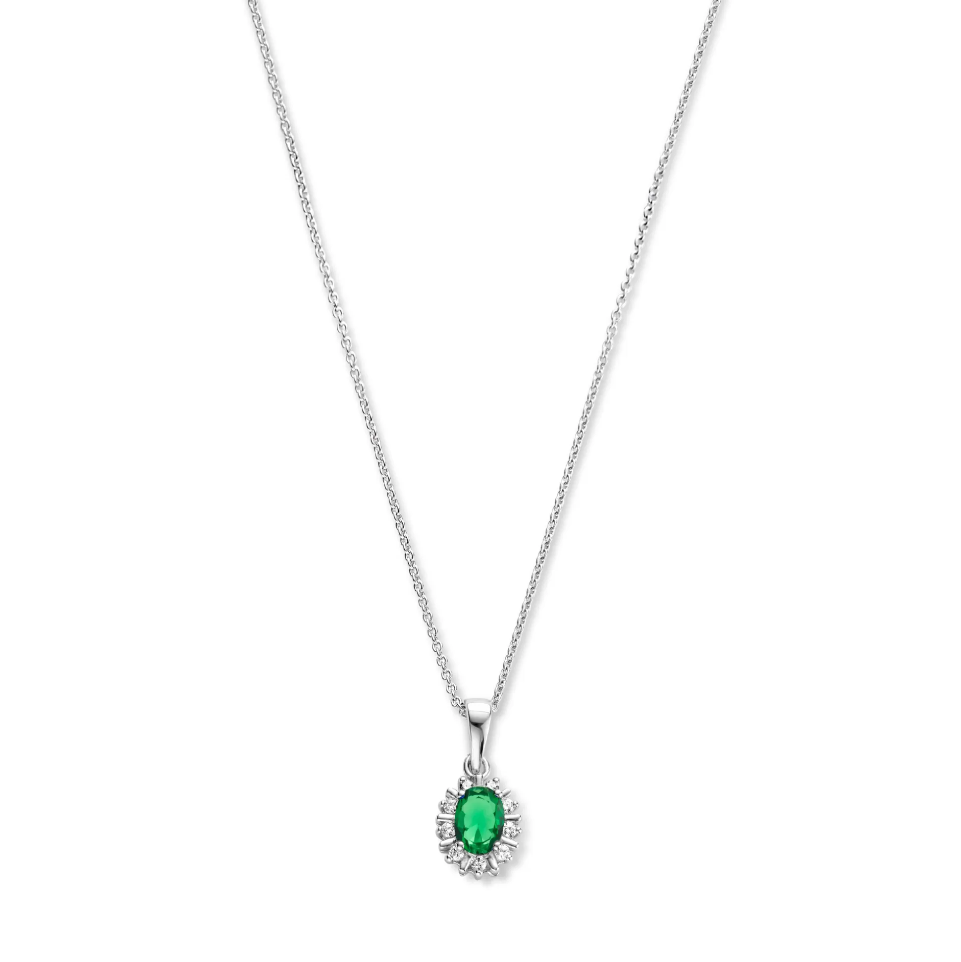 Clearance Mia Colore Verdi Collana In Argento Sterling 925 Con Pietra Zircone Verde Collane