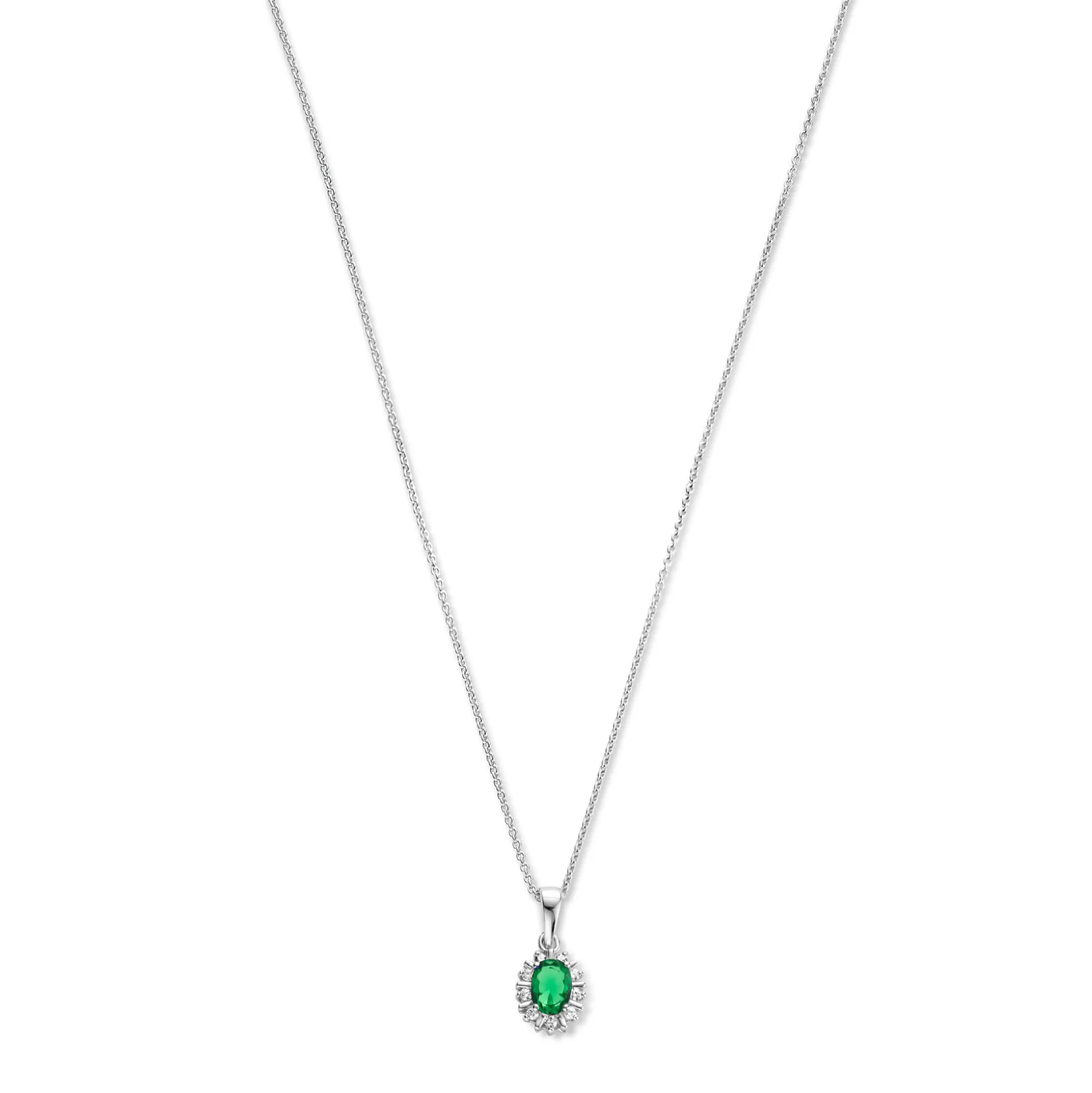 Clearance Mia Colore Verdi Collana In Argento Sterling 925 Con Pietra Zircone Verde Collane