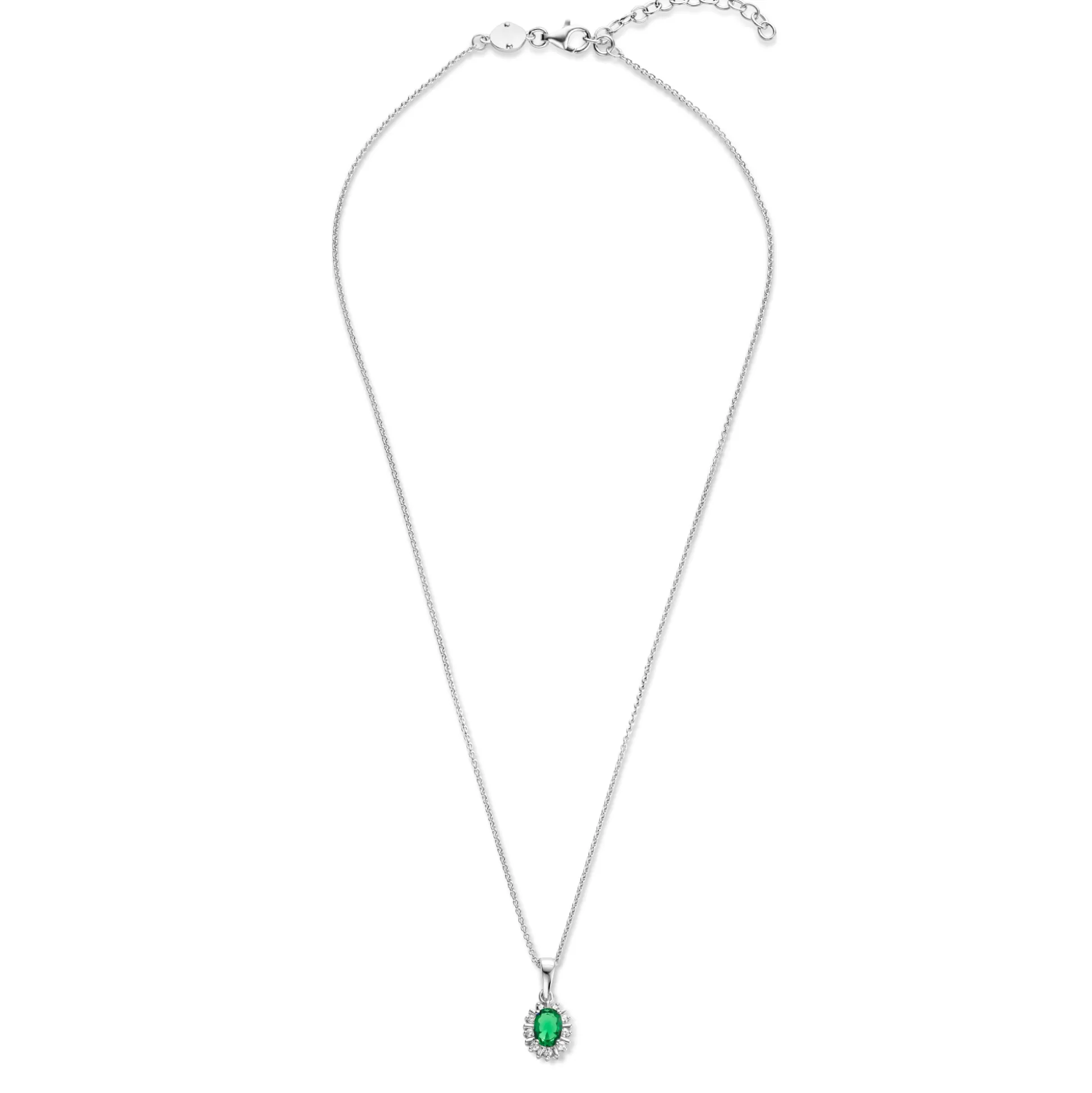 Clearance Mia Colore Verdi Collana In Argento Sterling 925 Con Pietra Zircone Verde Collane