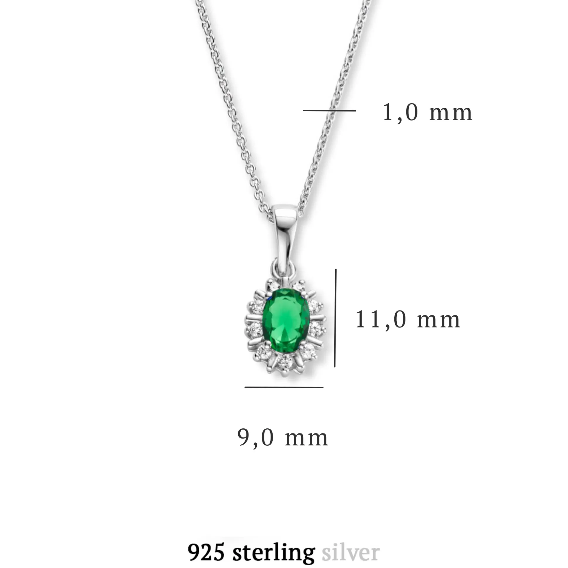 Clearance Mia Colore Verdi Collana In Argento Sterling 925 Con Pietra Zircone Verde Collane