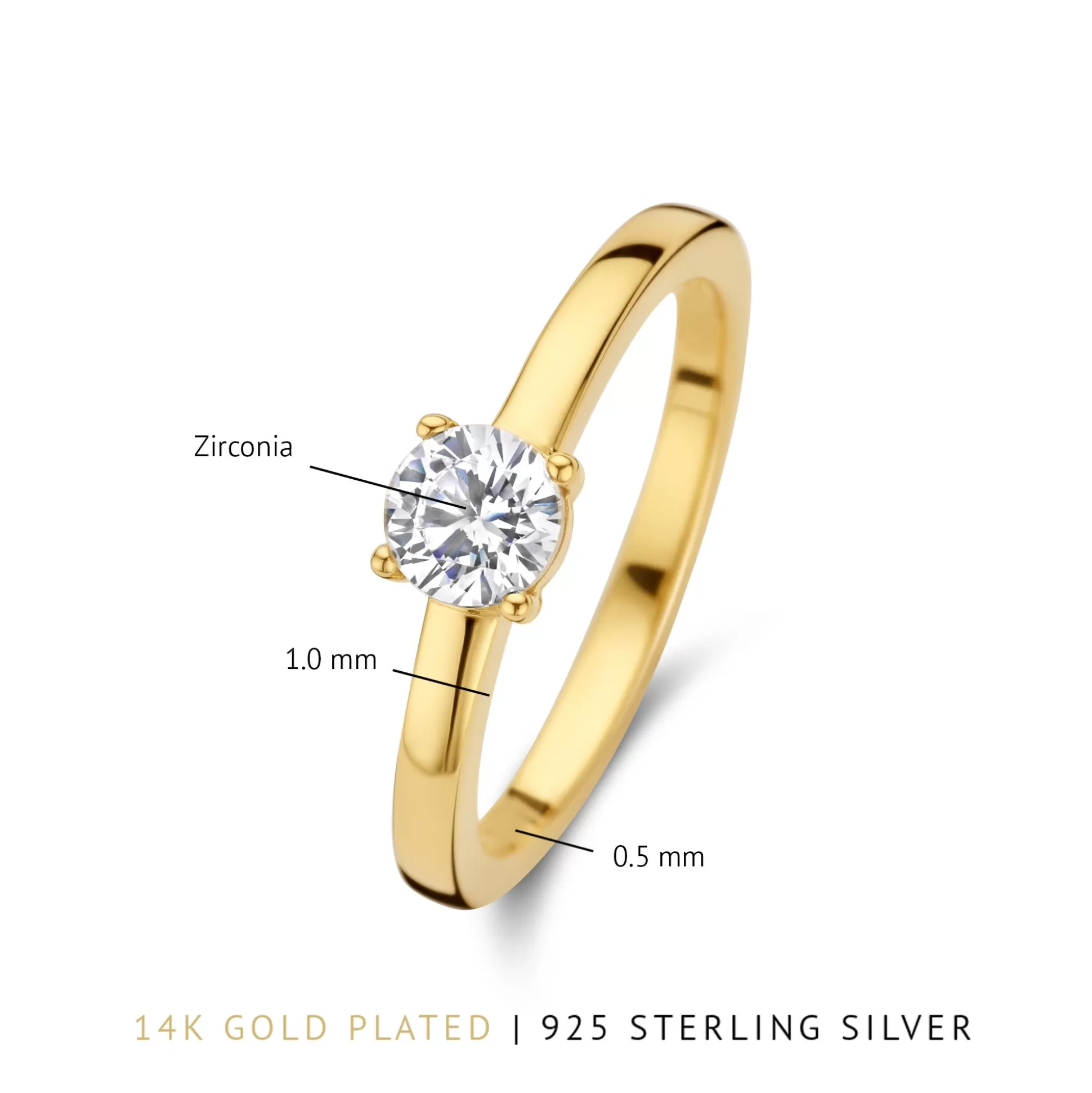 Discount Ponte Vecchio Sofia Anello In Argento Sterling 925 Placcato Oro Con Pietra Zircone Anelli