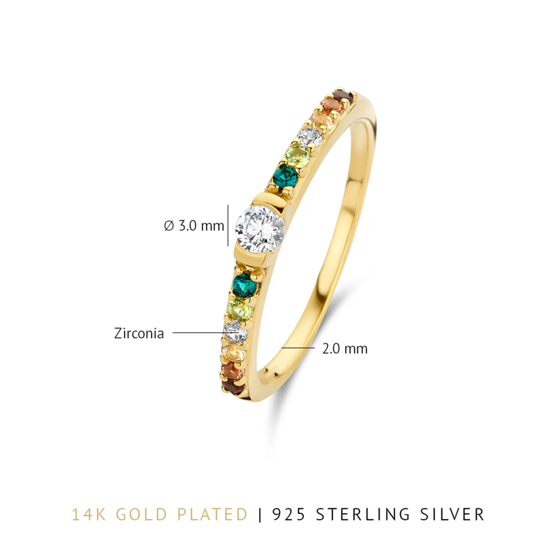 Fashion Santa Maria Del Fiore Anello In Argento Sterling 925 Placcato Oro Con Pietre Zircone Colorate Anelli