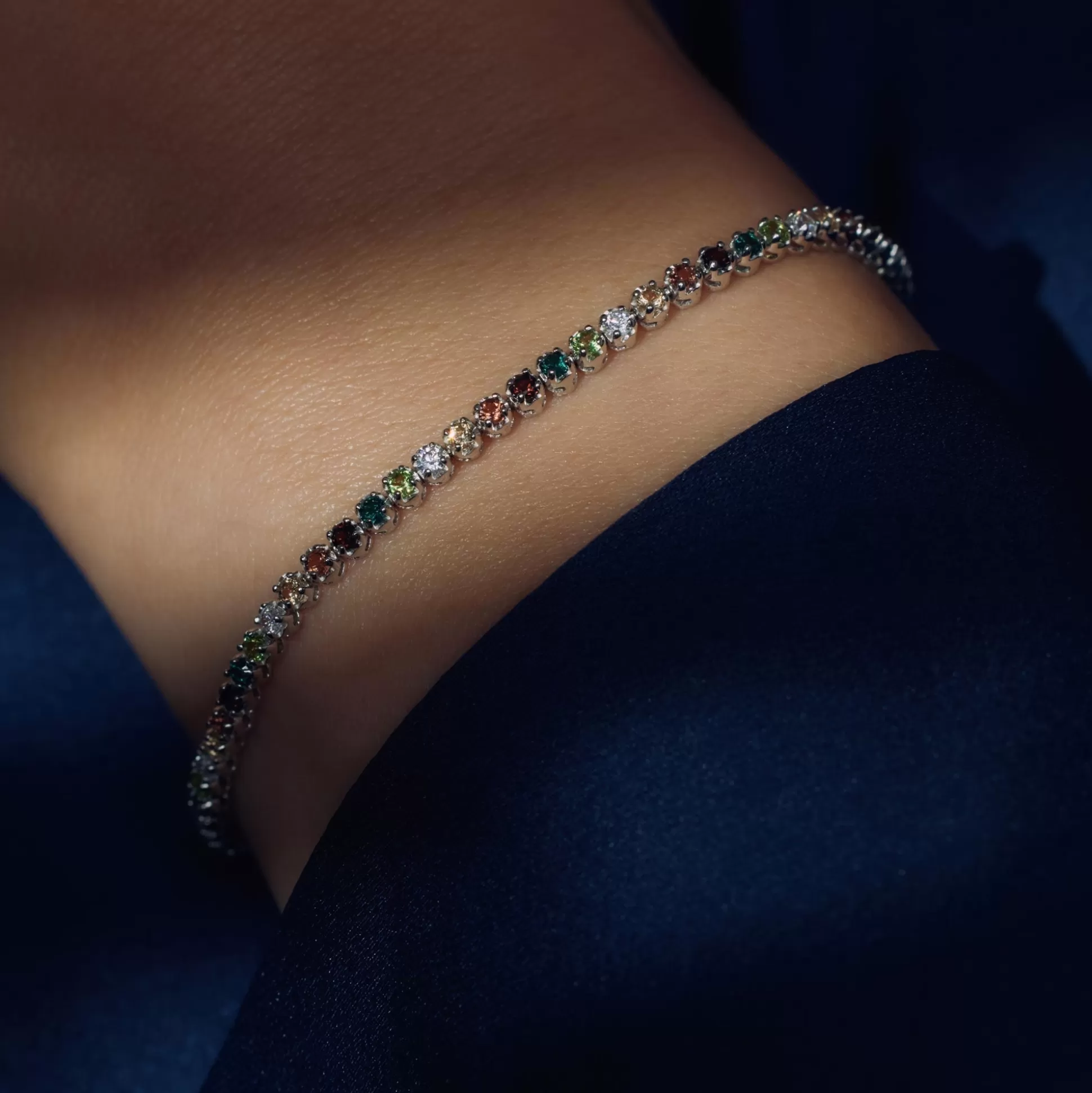 Flash Sale Santa Maria Del Fiore Bracciale In Argento Sterling 925 Con Pietre Zircone Colorate Bracciali