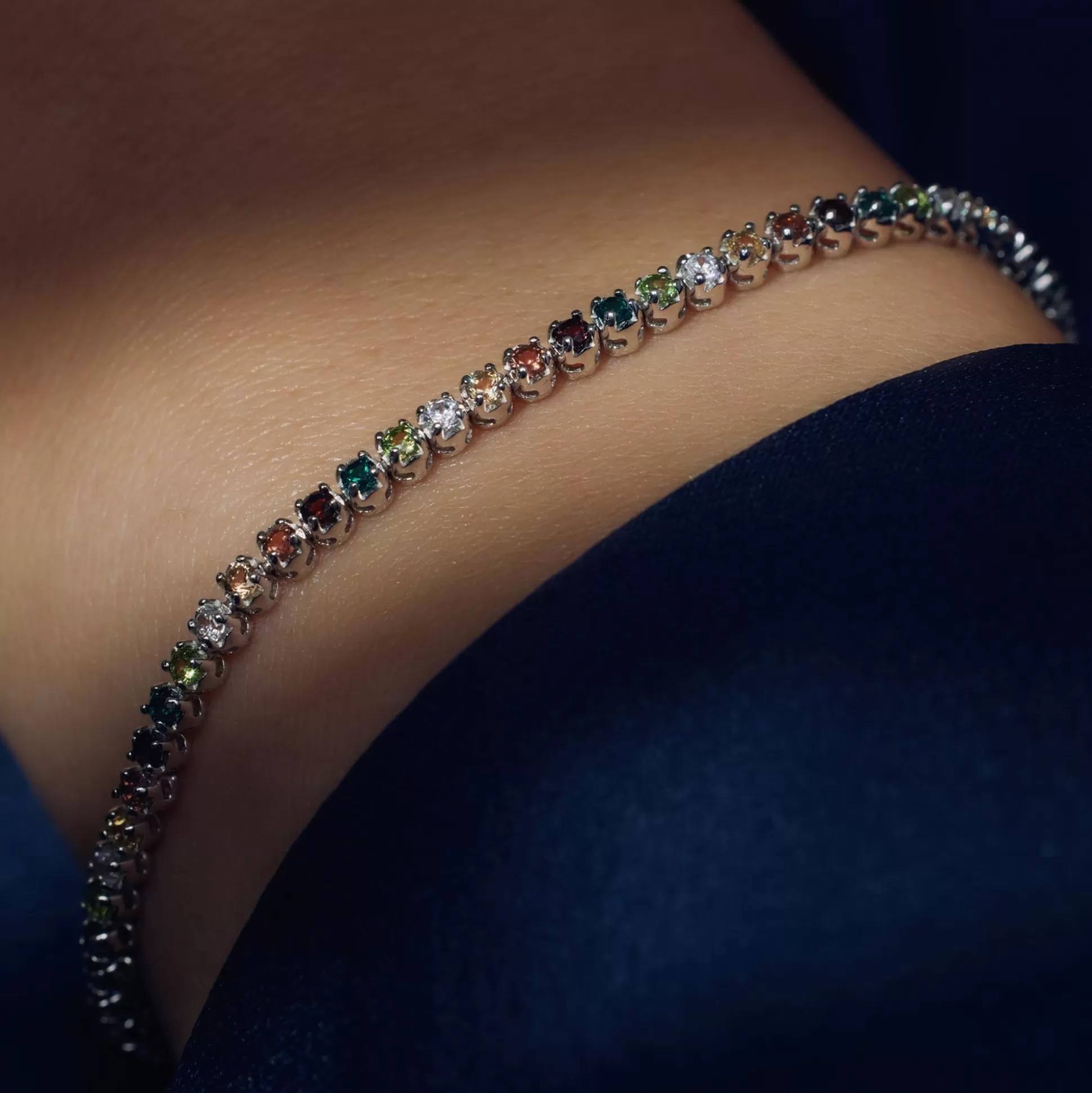 Flash Sale Santa Maria Del Fiore Bracciale In Argento Sterling 925 Con Pietre Zircone Colorate Bracciali