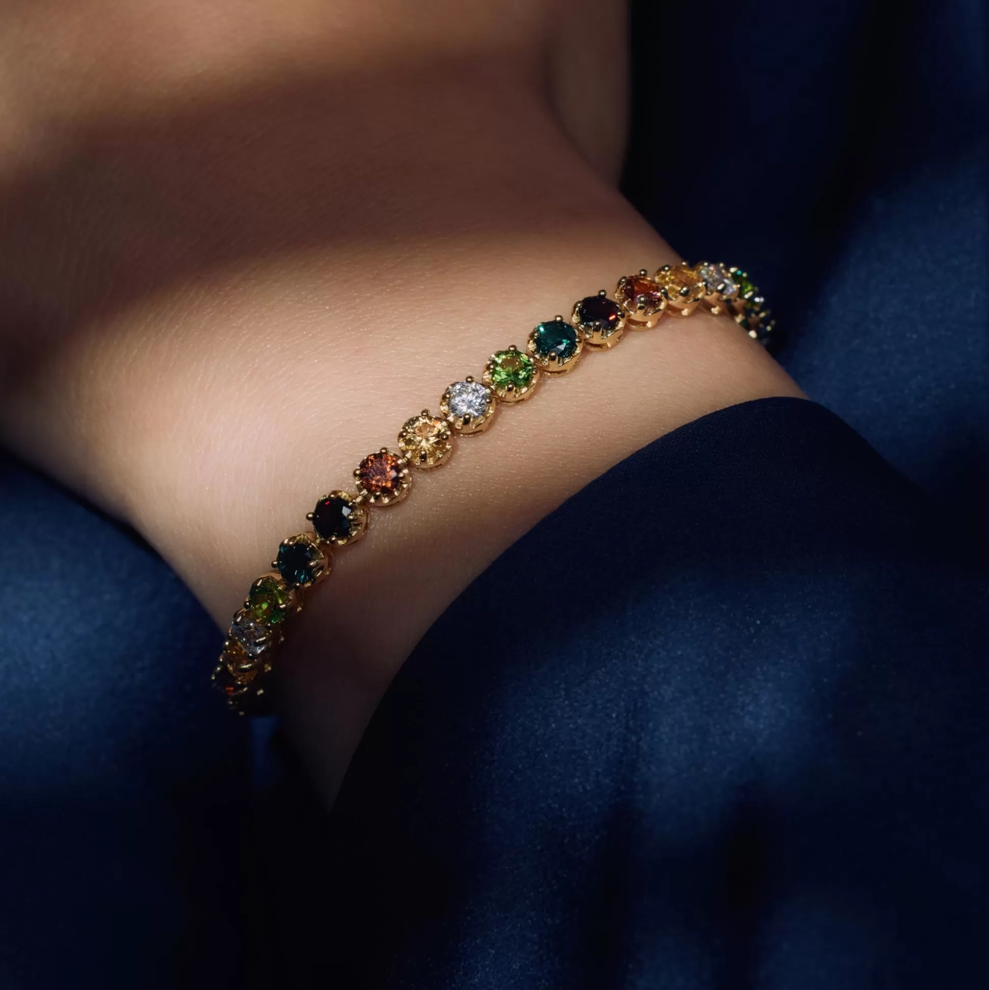 Flash Sale Santa Maria Del Fiore Bracciale In Argento Sterling 925 Placcato Oro Con Pietre Zircone Colorate Bracciali