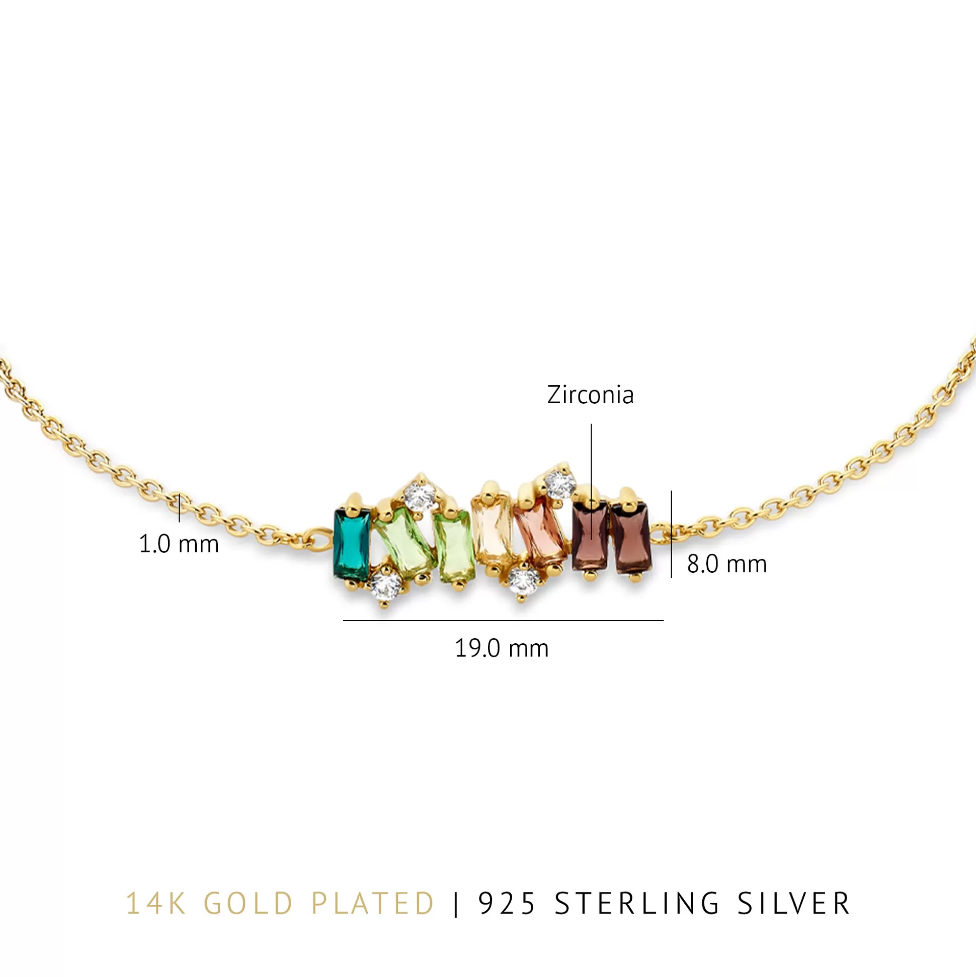 Discount Santa Maria Del Fiore Bracciale In Argento Sterling 925 Placcato Oro Con Pietre Zircone Colorate Bracciali
