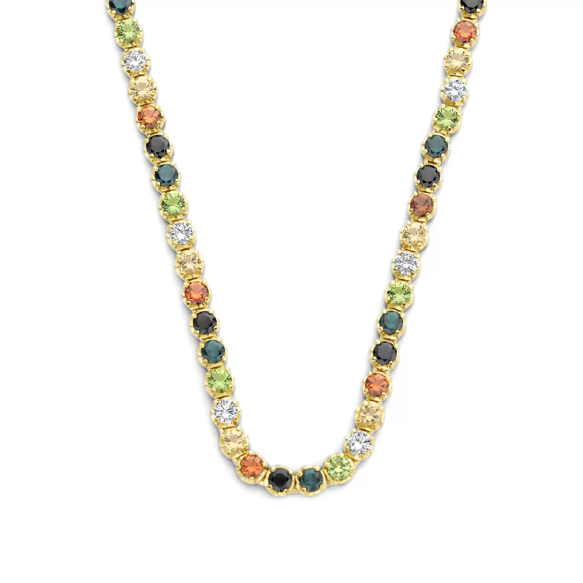 Flash Sale Santa Maria Del Fiore Collana In Argento Sterling 925 Placcato Oro Con Pietre Zircone Colorate Collane