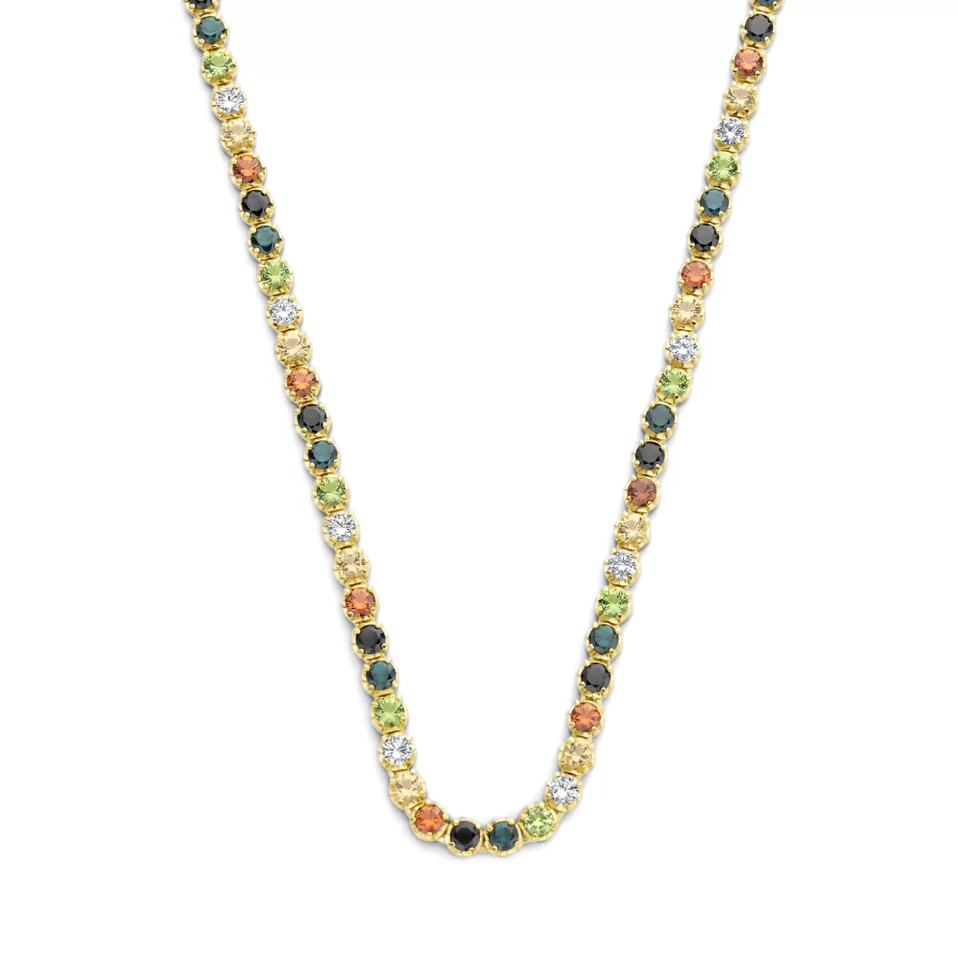 Flash Sale Santa Maria Del Fiore Collana In Argento Sterling 925 Placcato Oro Con Pietre Zircone Colorate Collane