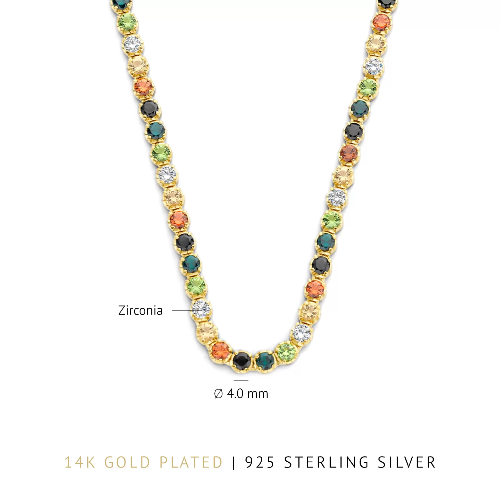 Flash Sale Santa Maria Del Fiore Collana In Argento Sterling 925 Placcato Oro Con Pietre Zircone Colorate Collane