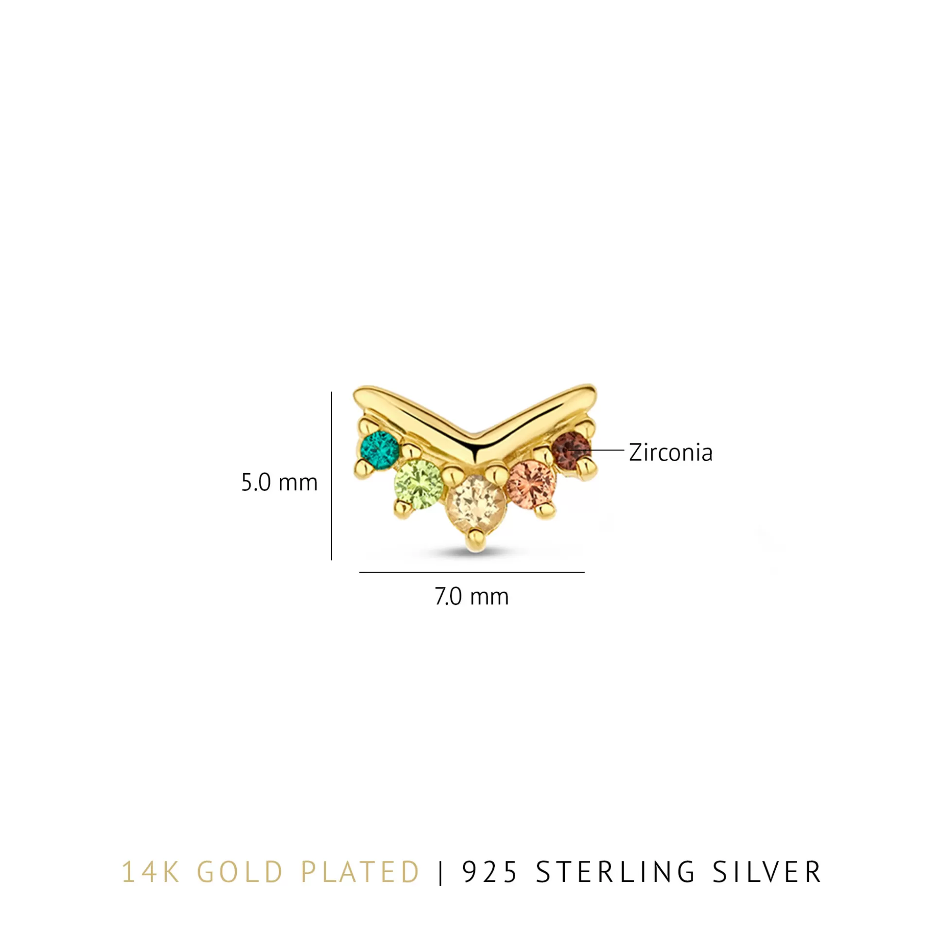 Outlet Santa Maria Del Fiore Orecchini A Bottone In Argento Sterling 925 Placcato Oro Con Pietre Zircone Colorate Orecchini A Bottone